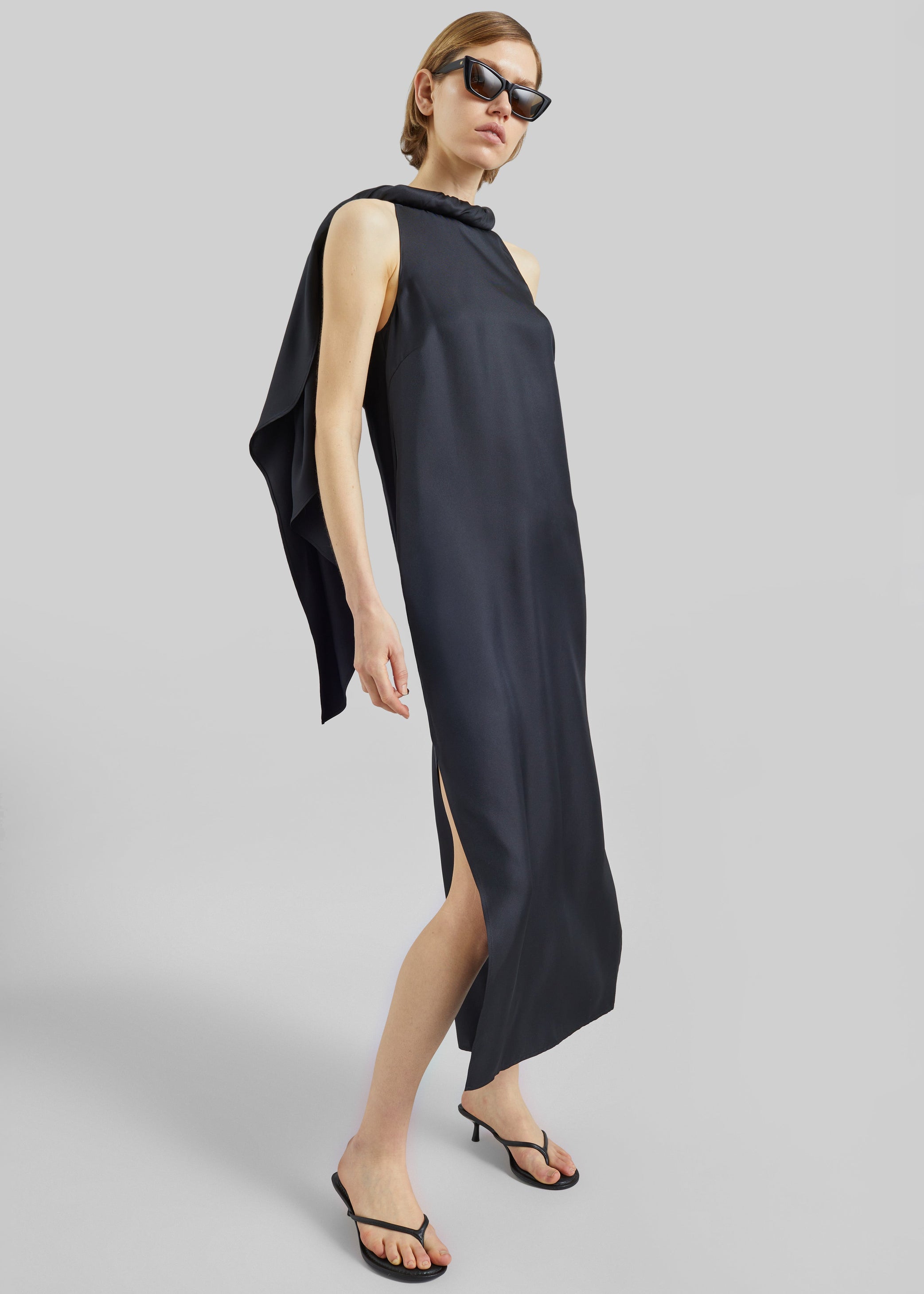 Shop the look image for Loulou de Saison Susan Twisted Collar Dress - Black