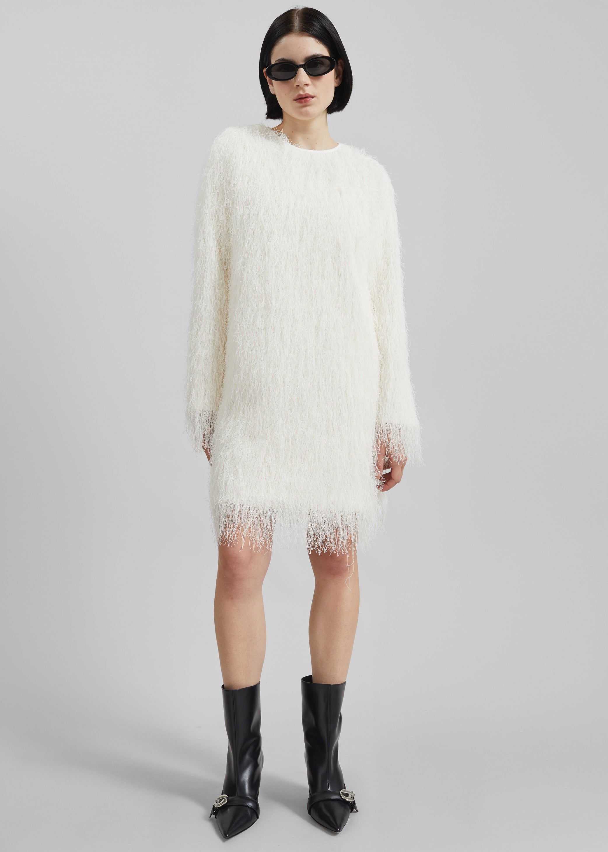 Shop the look image for Loulou de Saison Tina Longsleeve Mini Dress - White