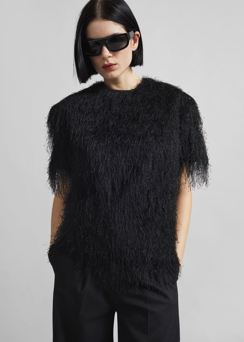 Loulou de Saison Zaro Short Sleeve Top - Black