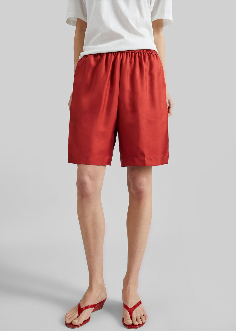 Loulou de Saison Zinia Lds Silk Twill Bermuda - Red - 1