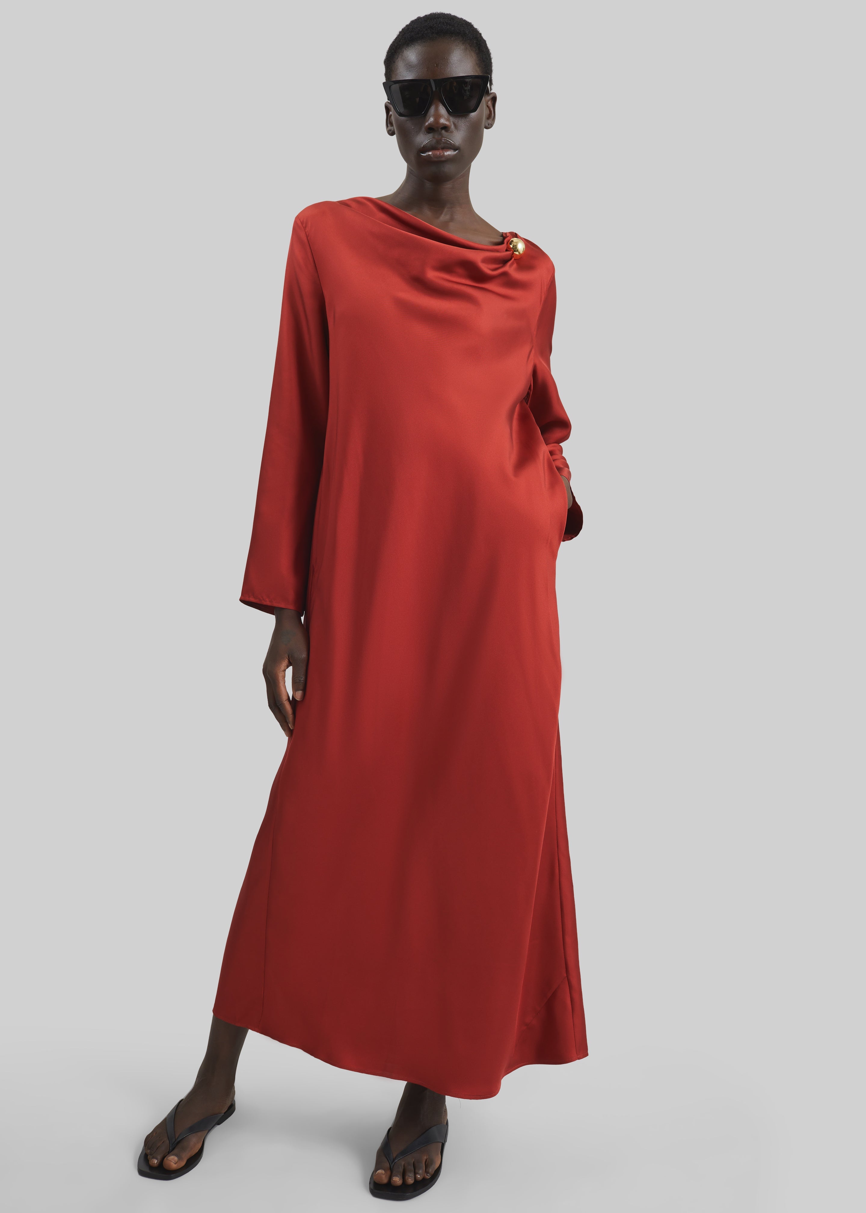 Loulou de Saison Zoya Silk Twill Dress - Red - 1