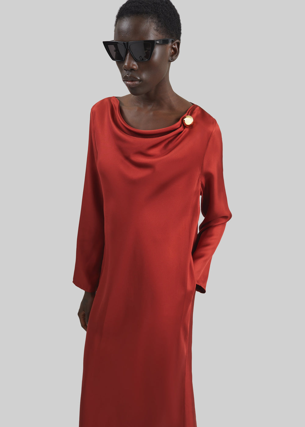 Loulou de Saison Zoya Silk Twill Dress - Red - 1