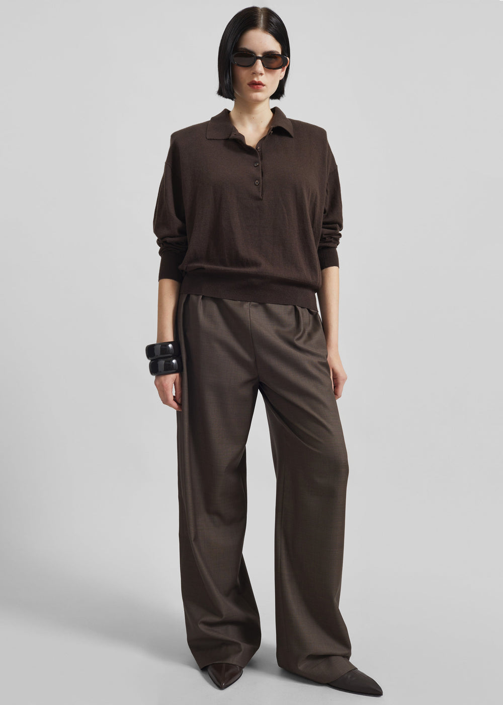 Loulou De Saison Cove Lds Wide Pants - Brown Melange