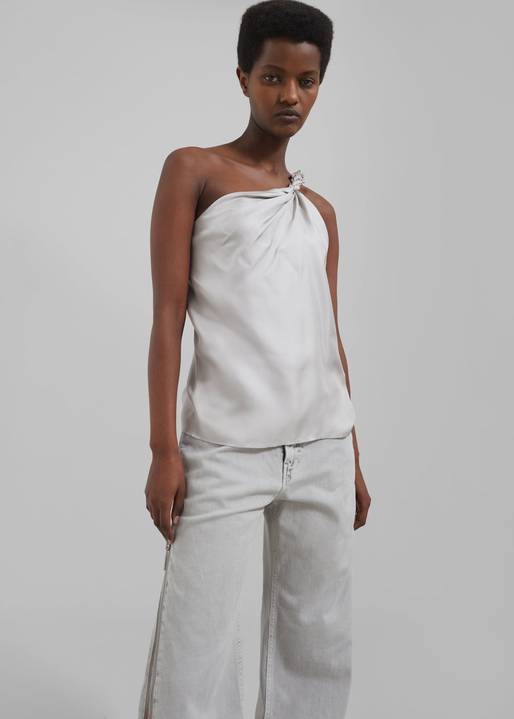 Loulou Studio Adiran Top - Silver Grey - 1