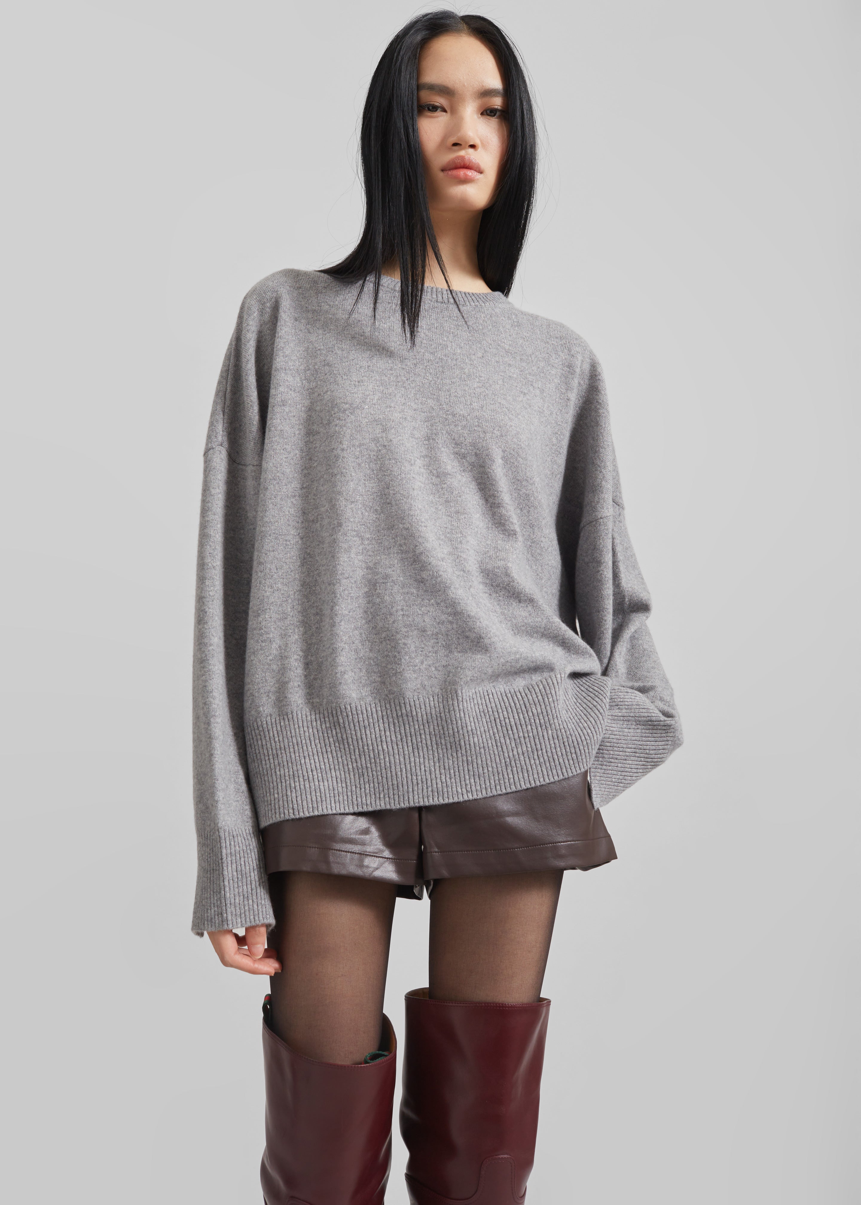 Loulou Studio Anaa Cashmere Sweater - Slate Grey - 5