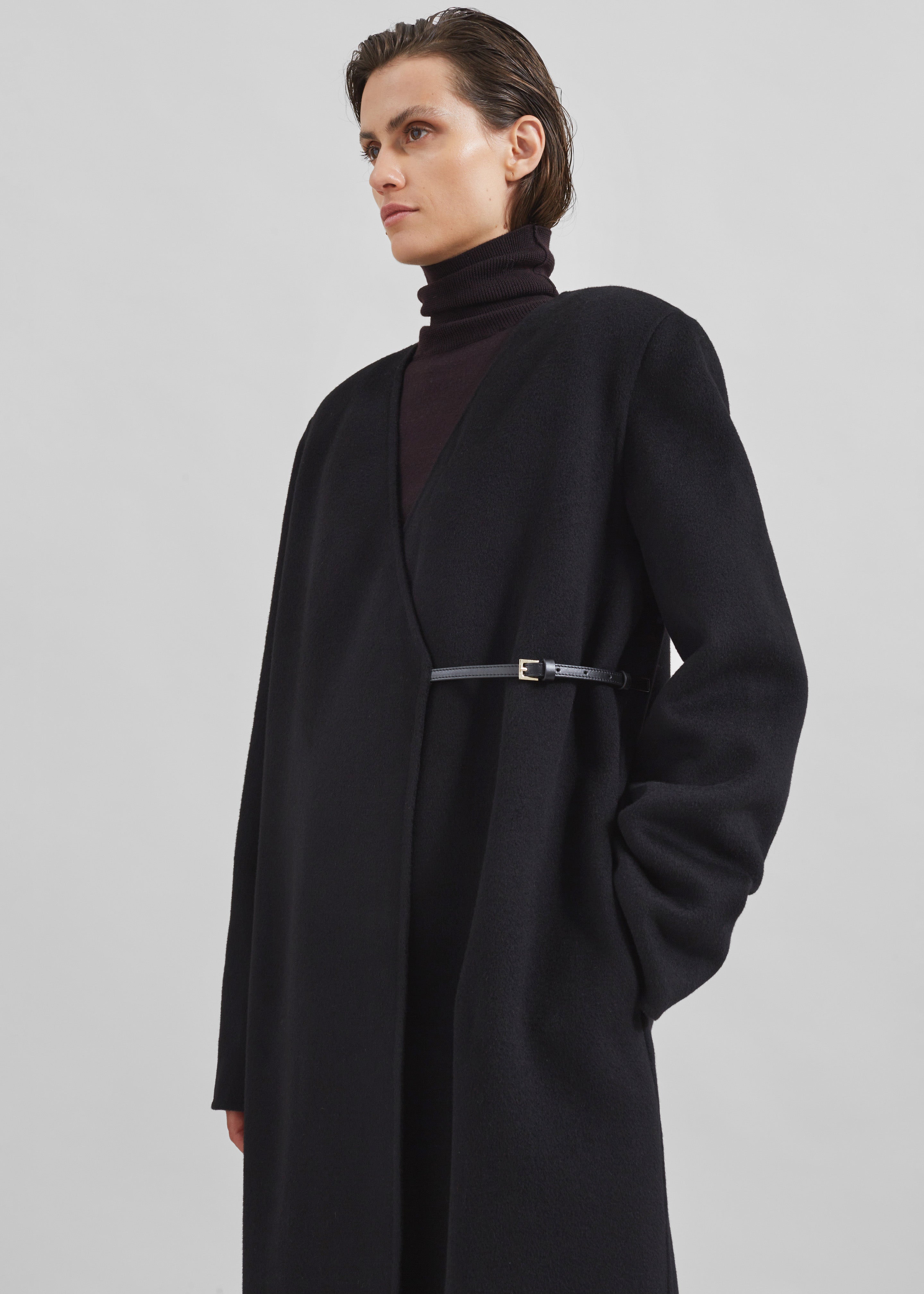 Loulou Studio Banie Long Coat - Black - 2