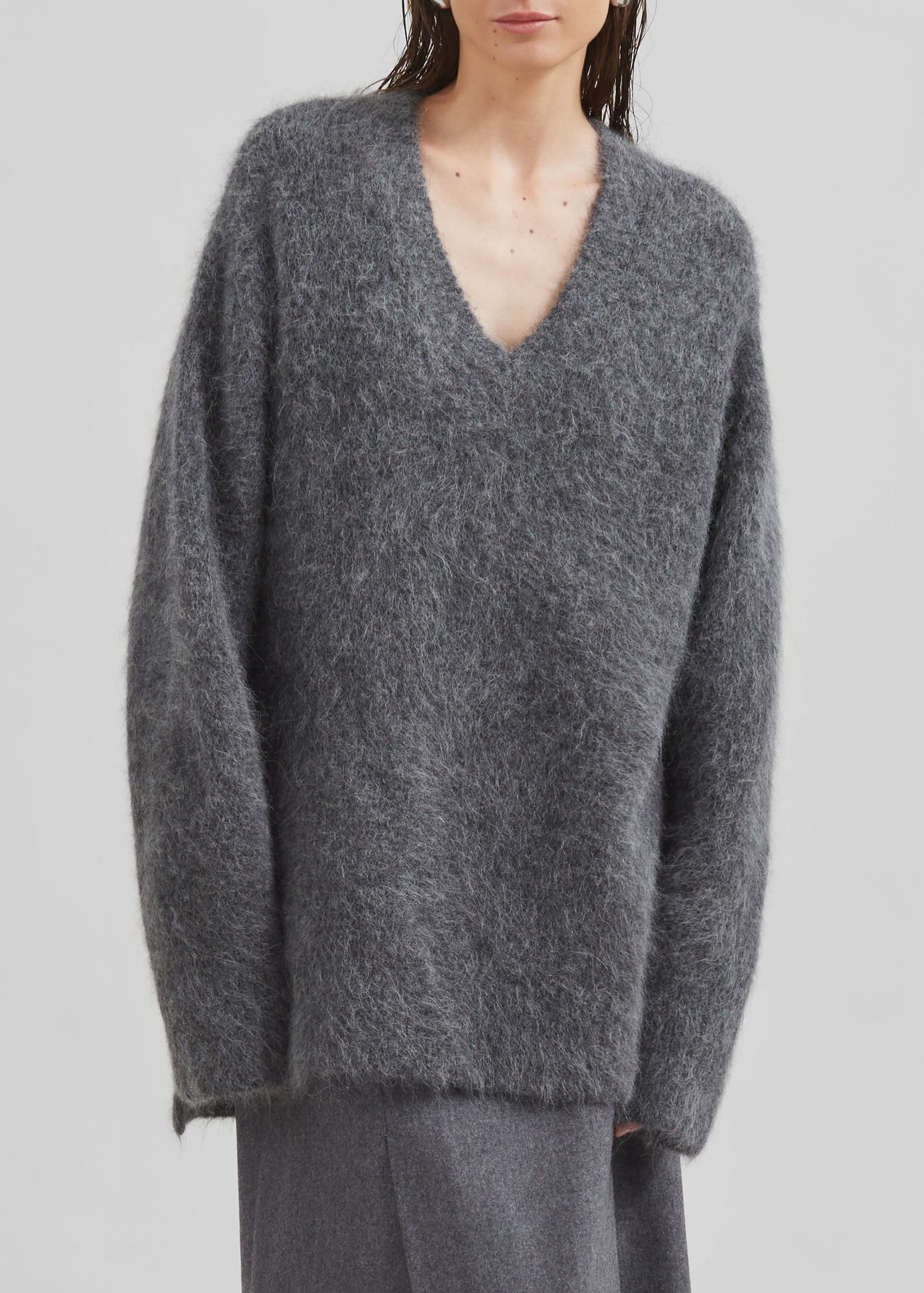 Loulou Studio Goto Sweater - Anthracite Melange - 1