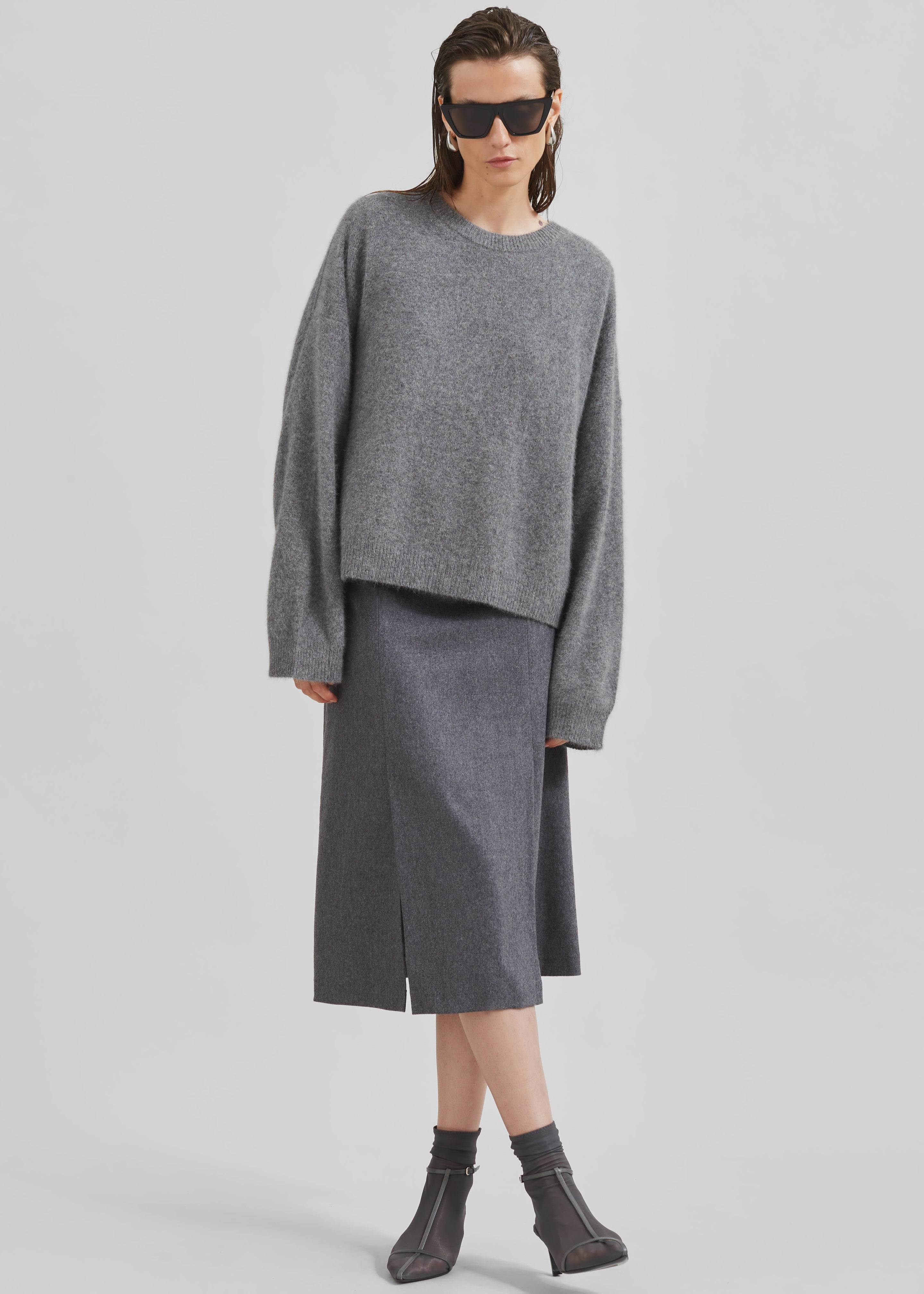 Loulou Studio Helmi Skirt - Grey - 3