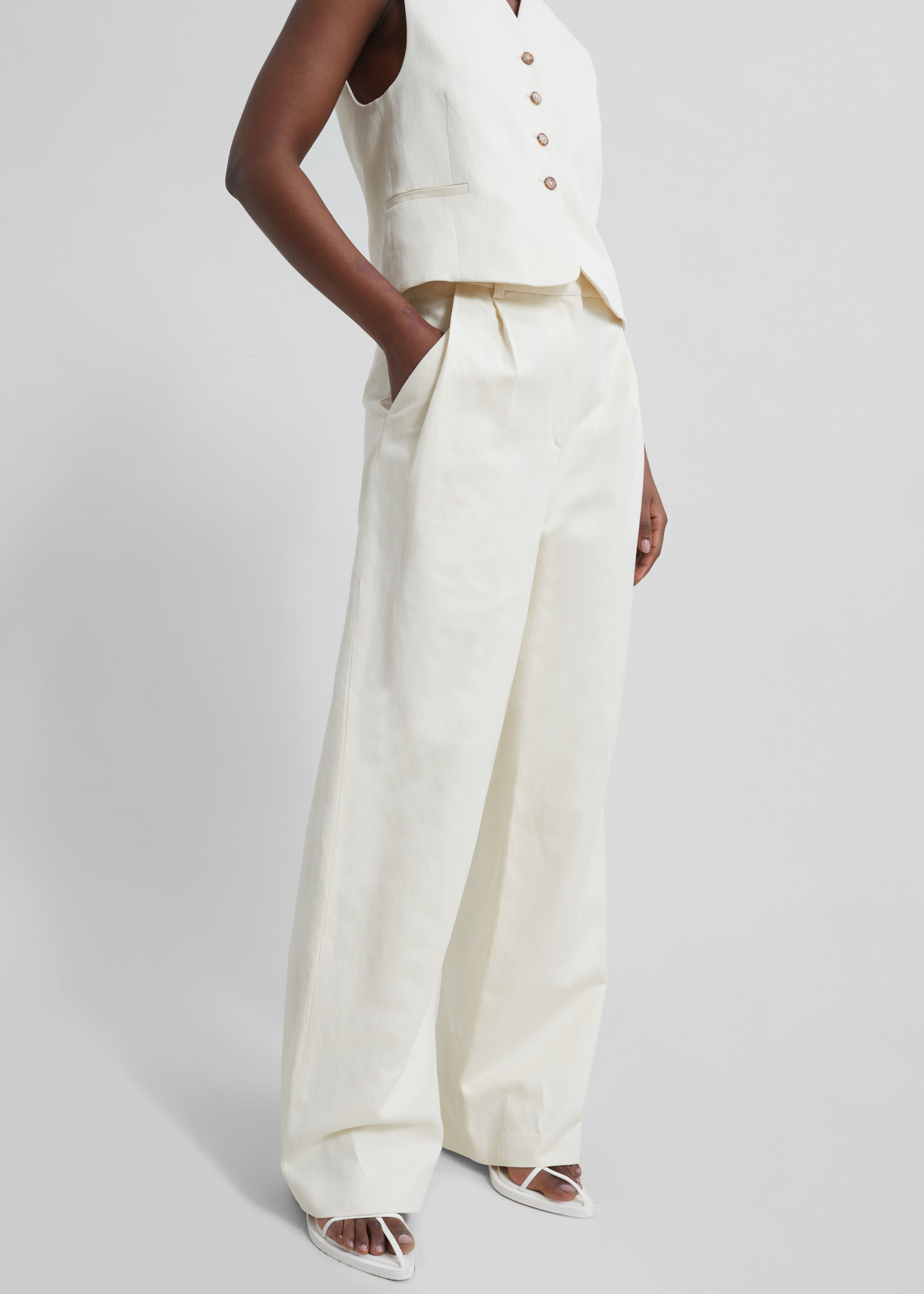 Loulou Studio Idai Pants - Frost Ivory - 2