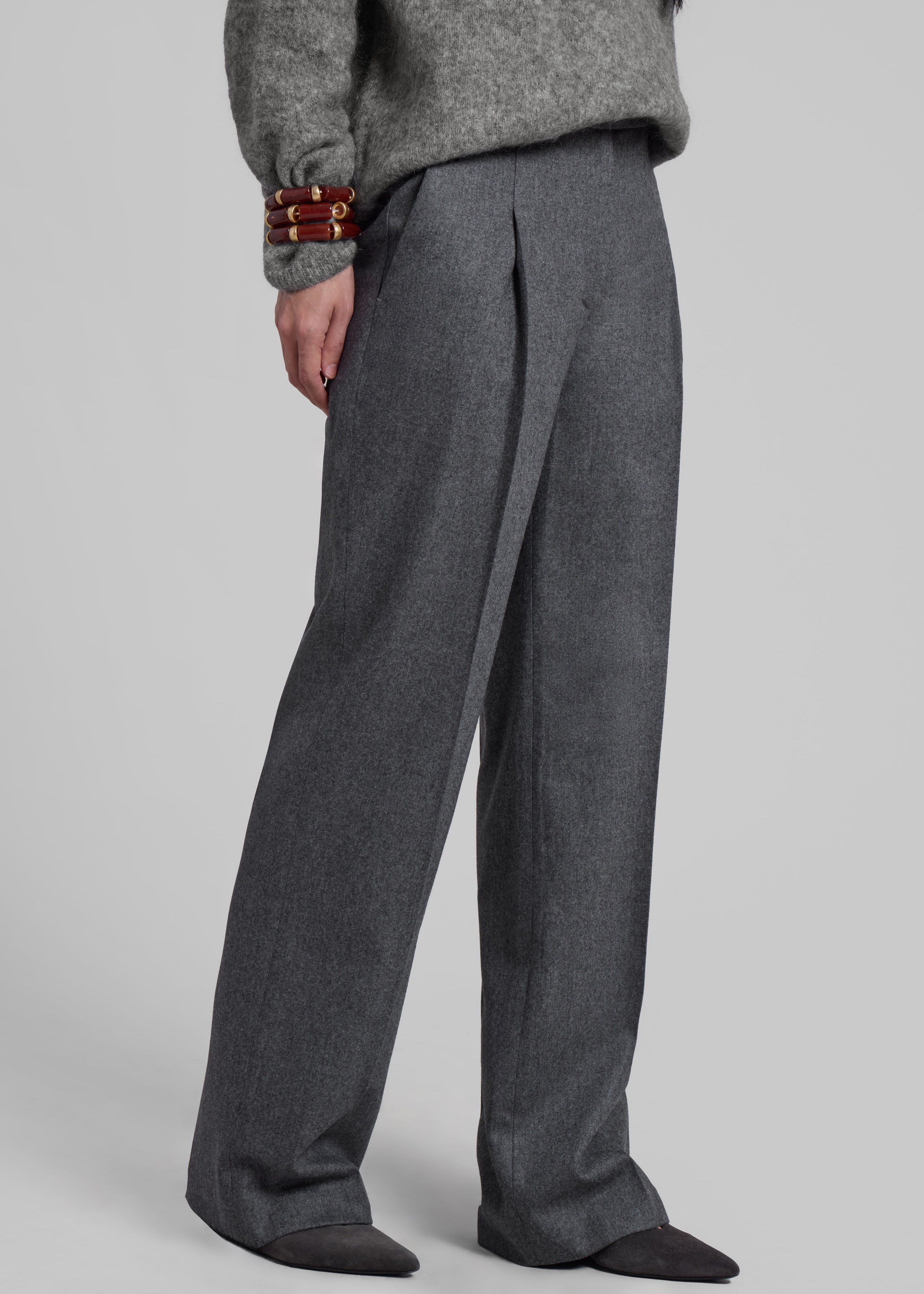 Loulou Studio Juno Flannel Trousers - Grey - 2