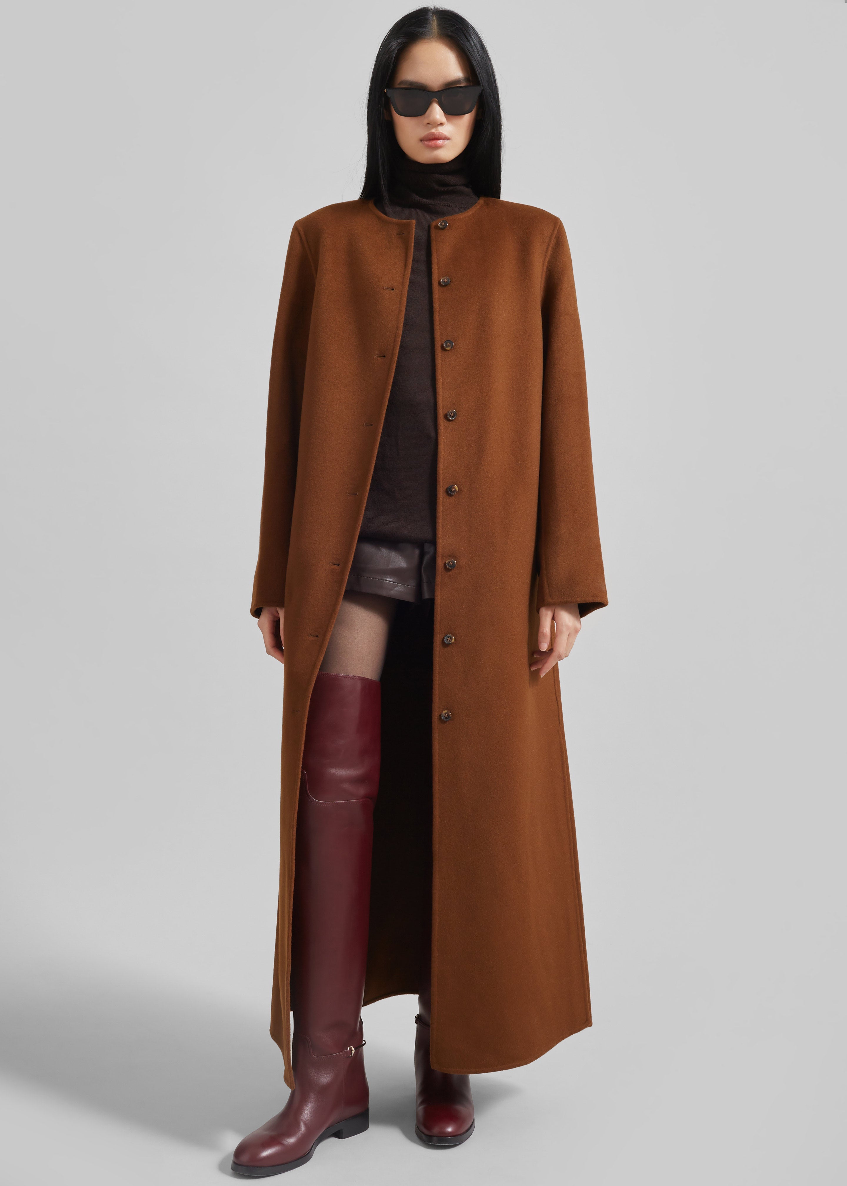 Loulou Studio Martil Long Coat - Wood - 5