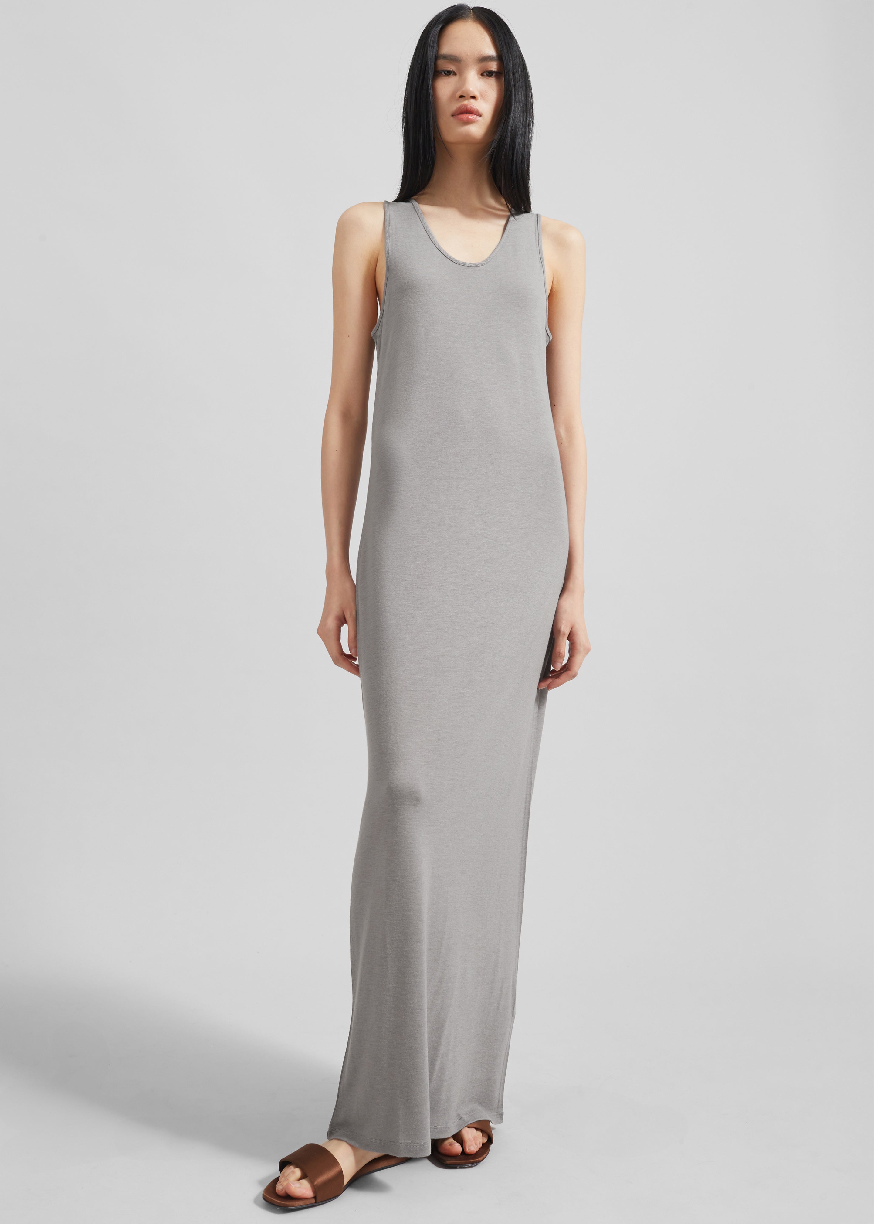 Loulou Studio Myron Long Tank Dress - Concrete Grey - 3