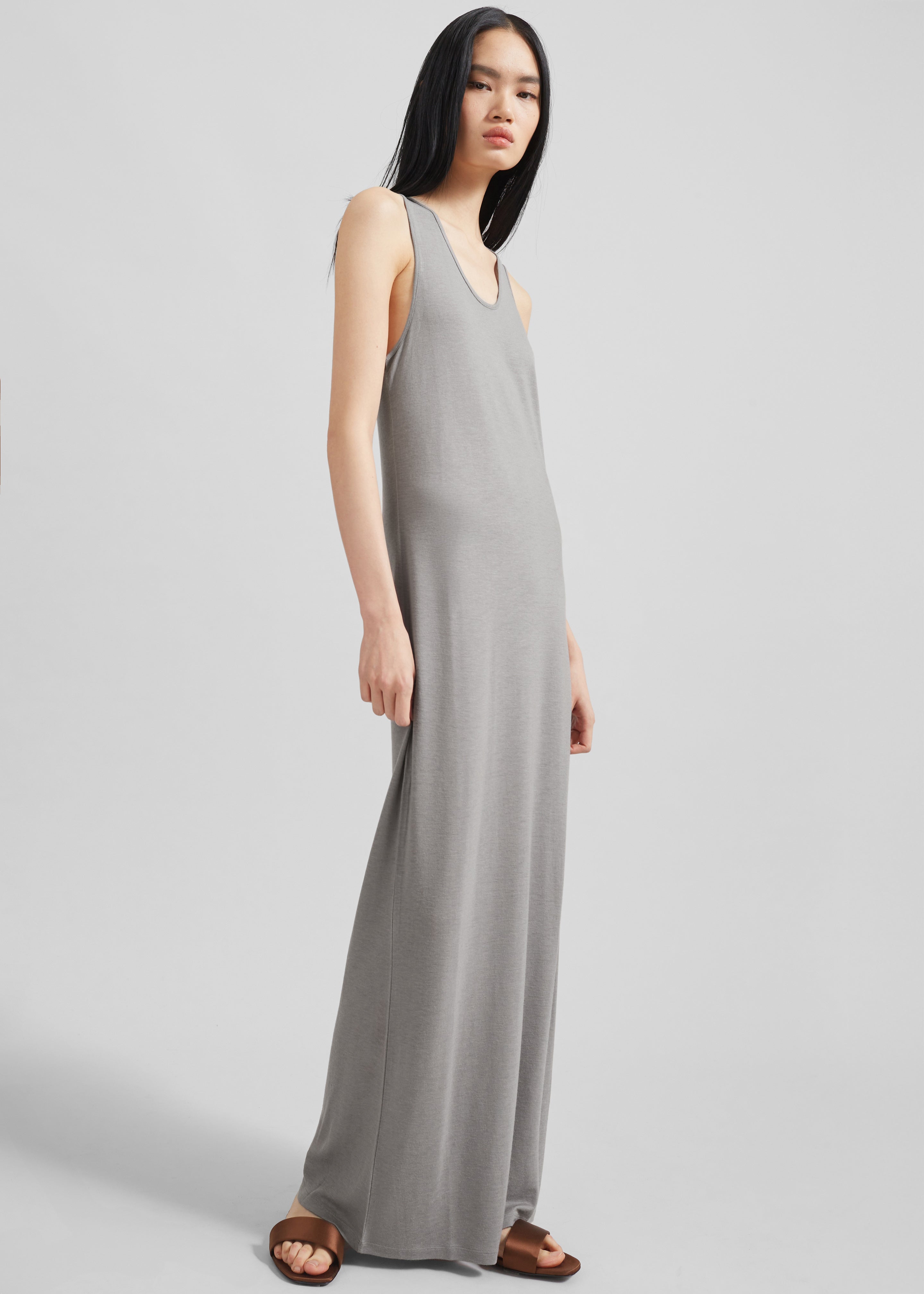 Loulou Studio Myron Long Tank Dress - Concrete Grey - 1