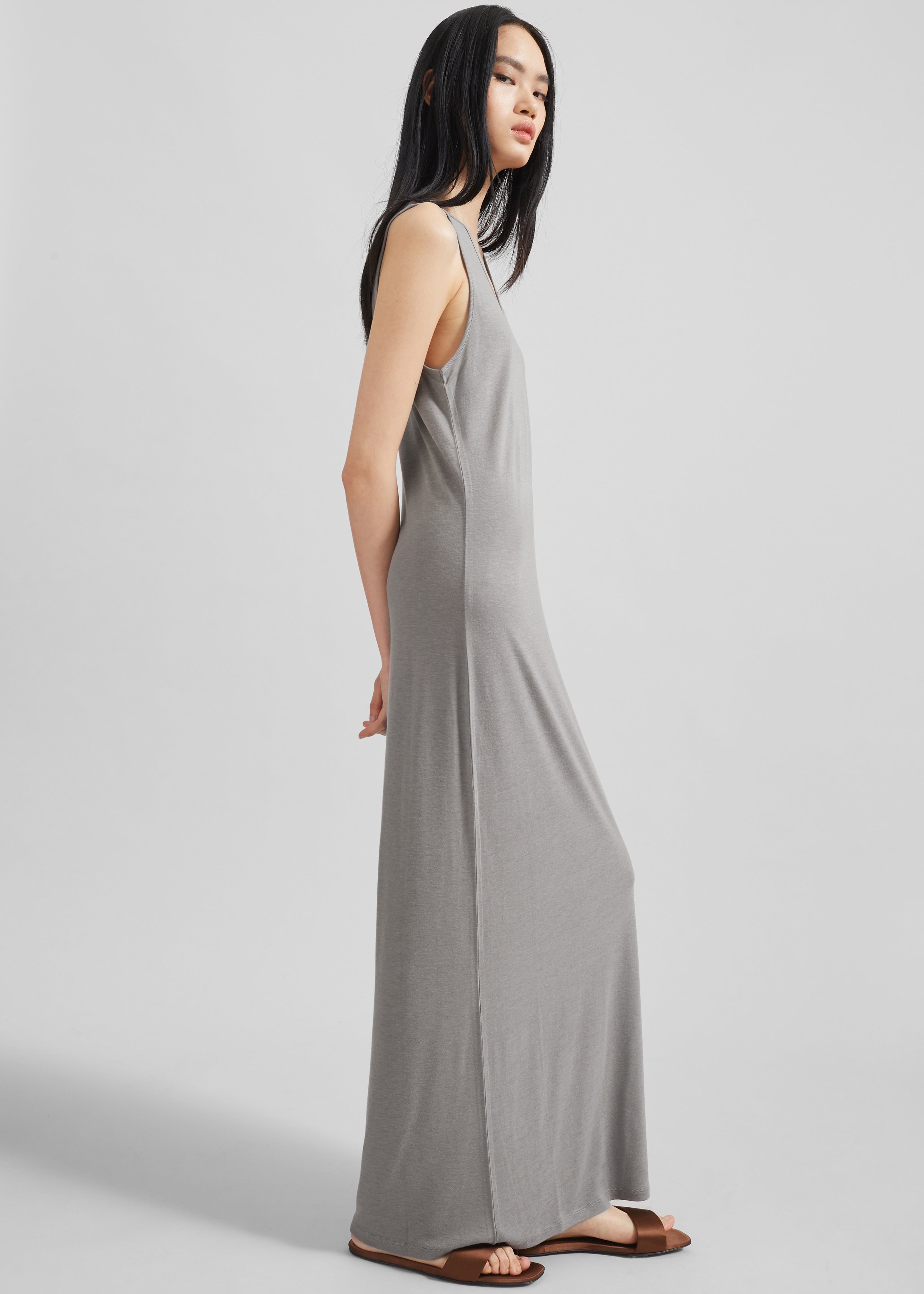 Loulou Studio Myron Long Tank Dress - Concrete Grey - 4