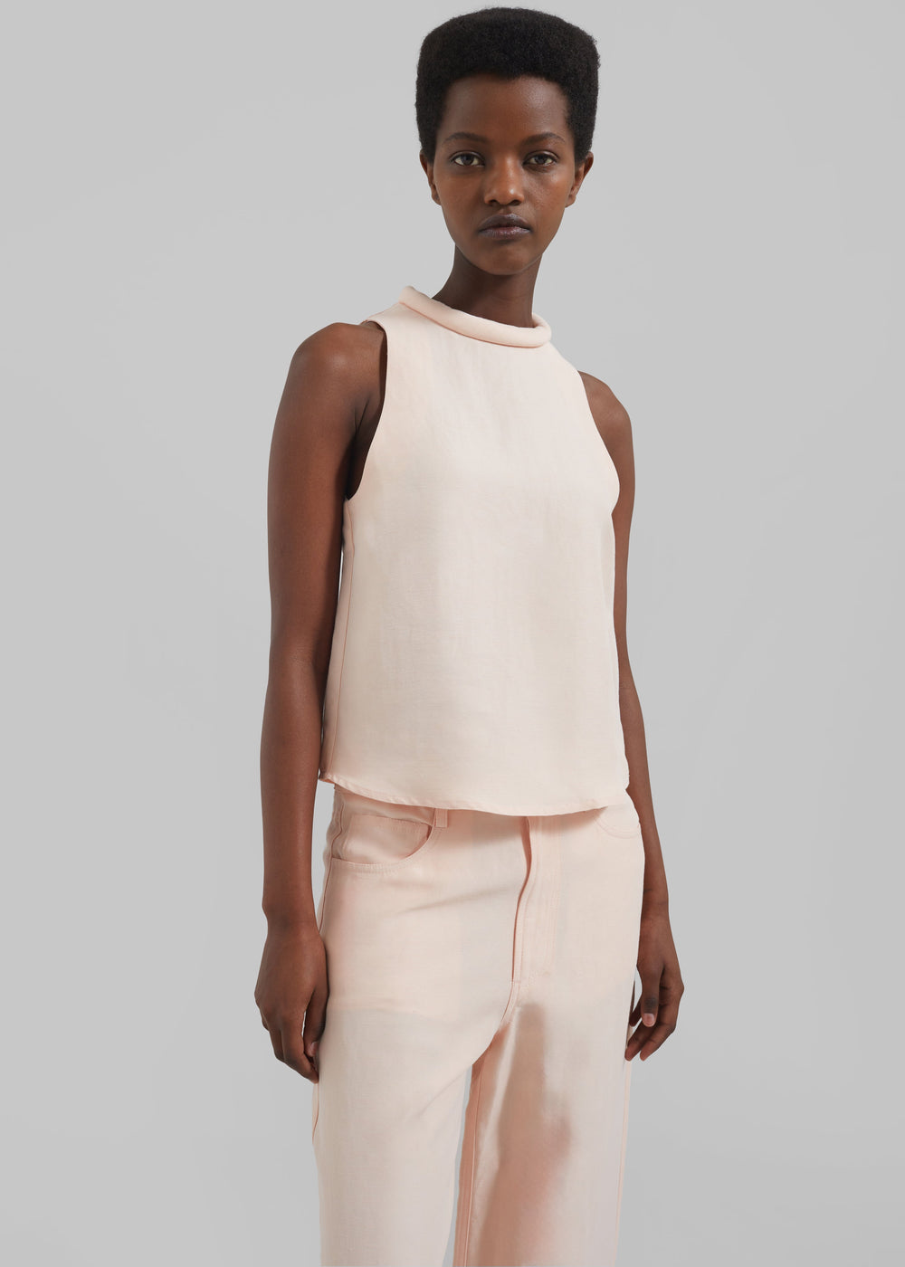 Loulou Studio Niron Mixed Linen Top - Cream Rose - 1