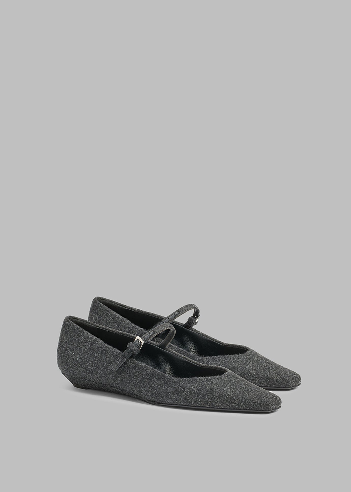 Loulou Studio Regane Flannel Ballerinas - Anthracite