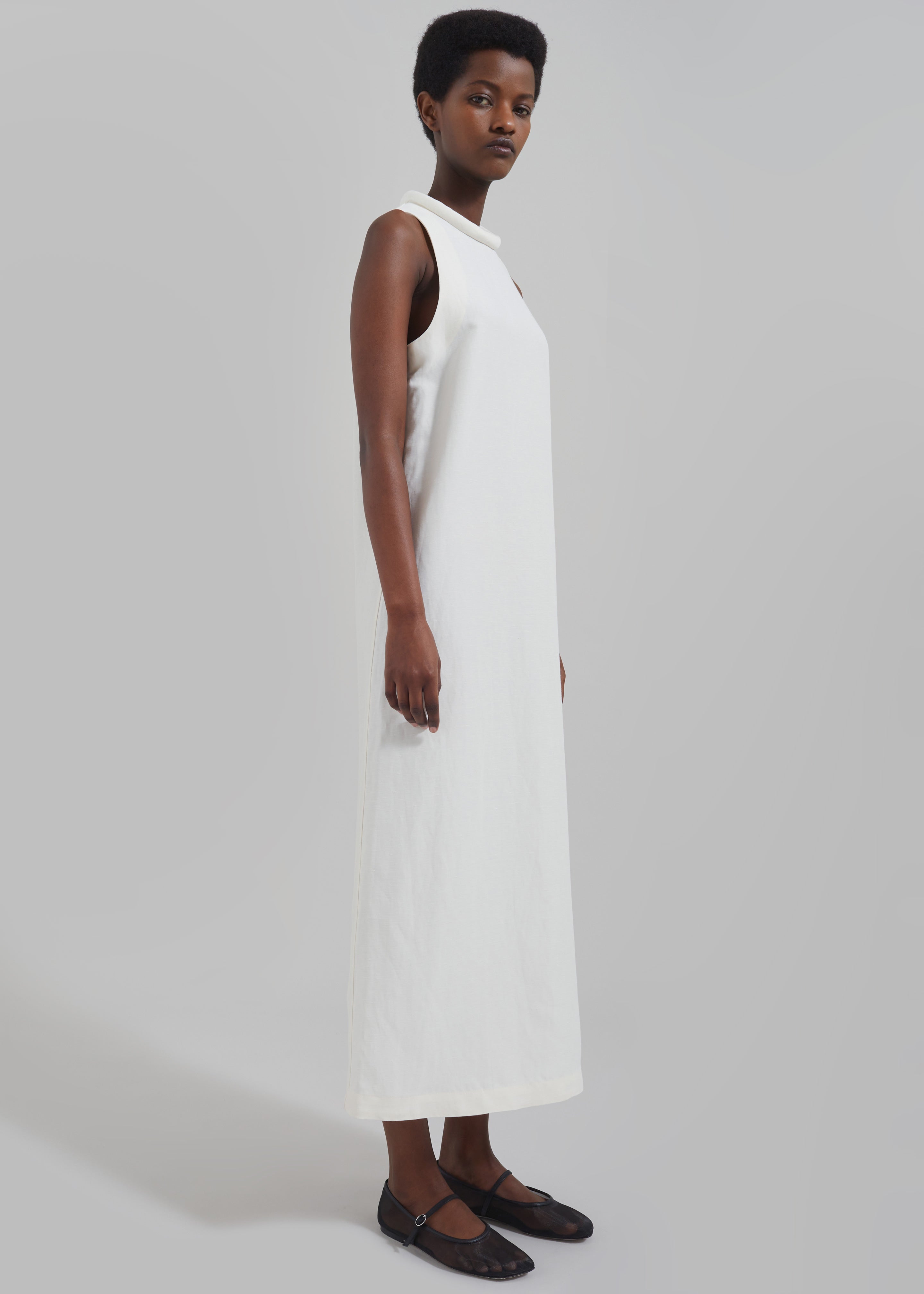 Loulou Studio Rivida Mixed Linen Dress - Ivory - 4