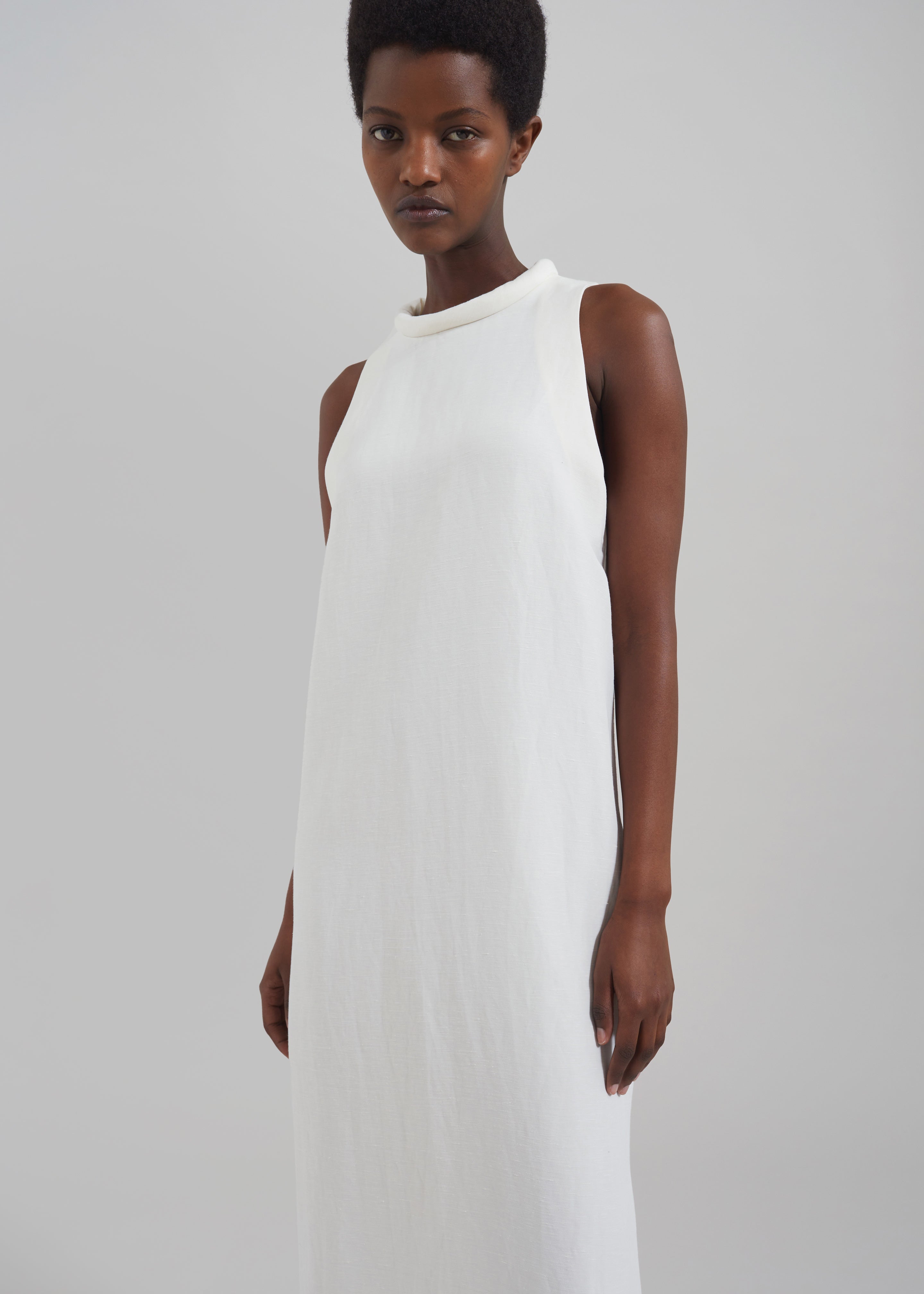 Loulou Studio Rivida Mixed Linen Dress - Ivory - 3