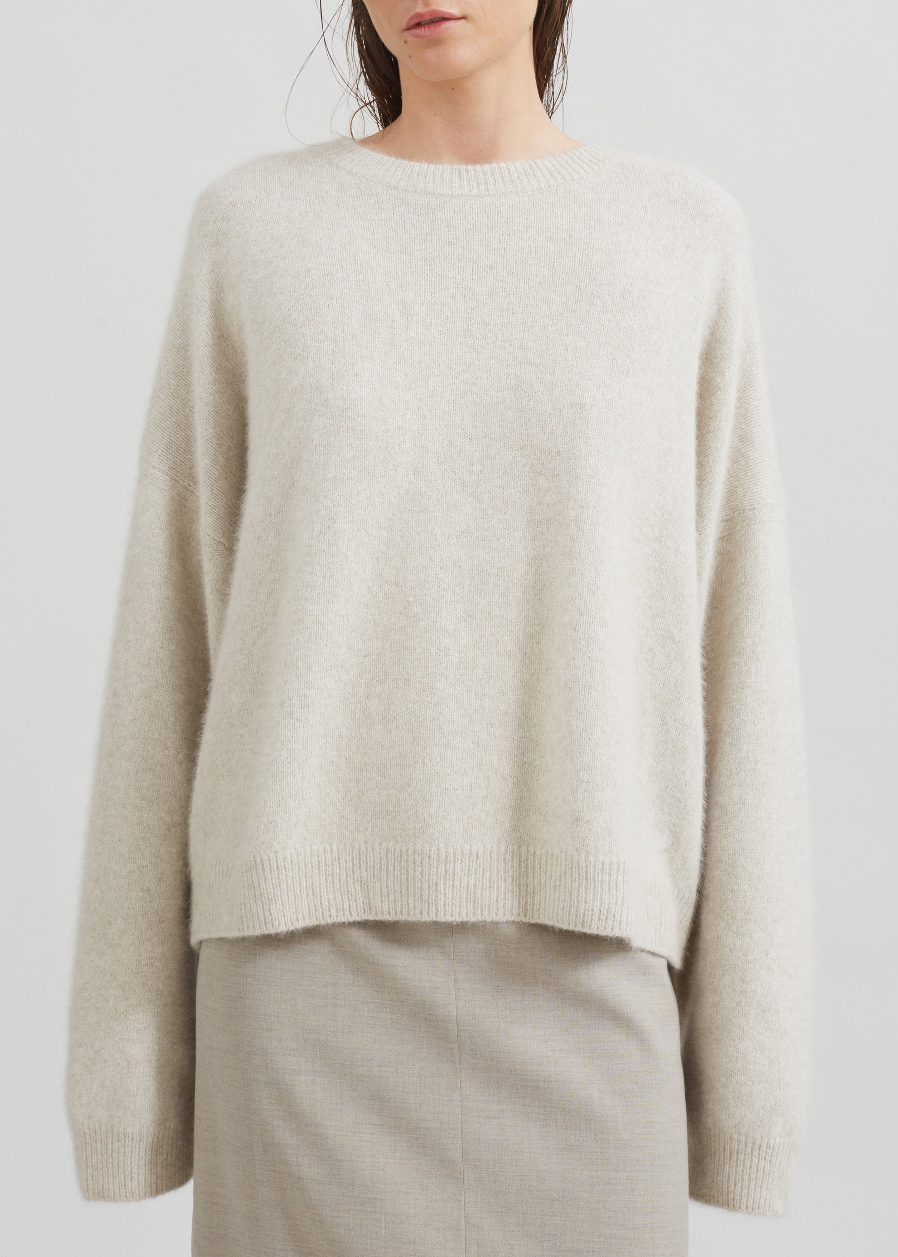 Loulou Studio Ropo Sweater - Stone Melange - 5