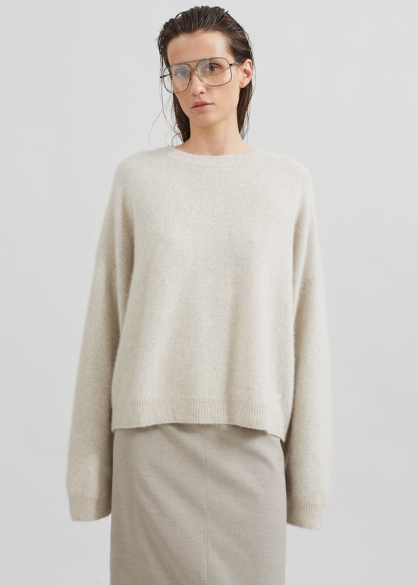 Loulou Studio Ropo Sweater - Stone Melange - 1