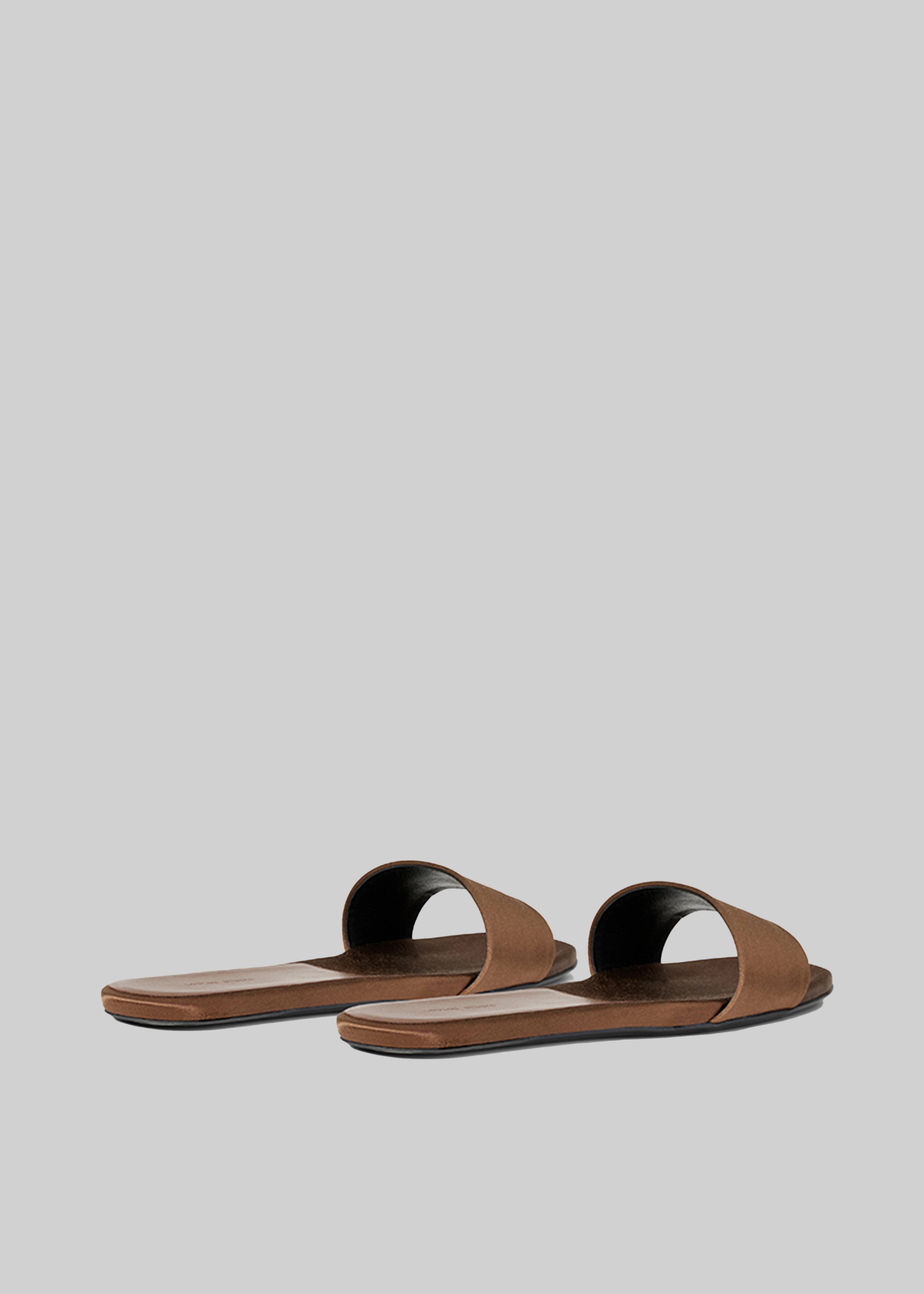 Loulou Studio Stella Flat Satin Slides - Pecan Brown - 5