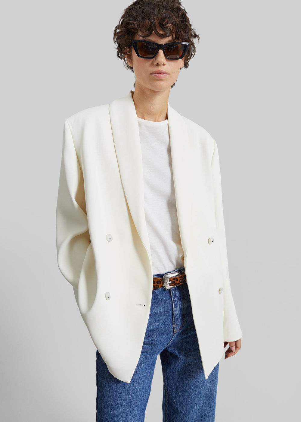 Loulou de Saison Sira Shawl Collar Jacket - Ivory - 1