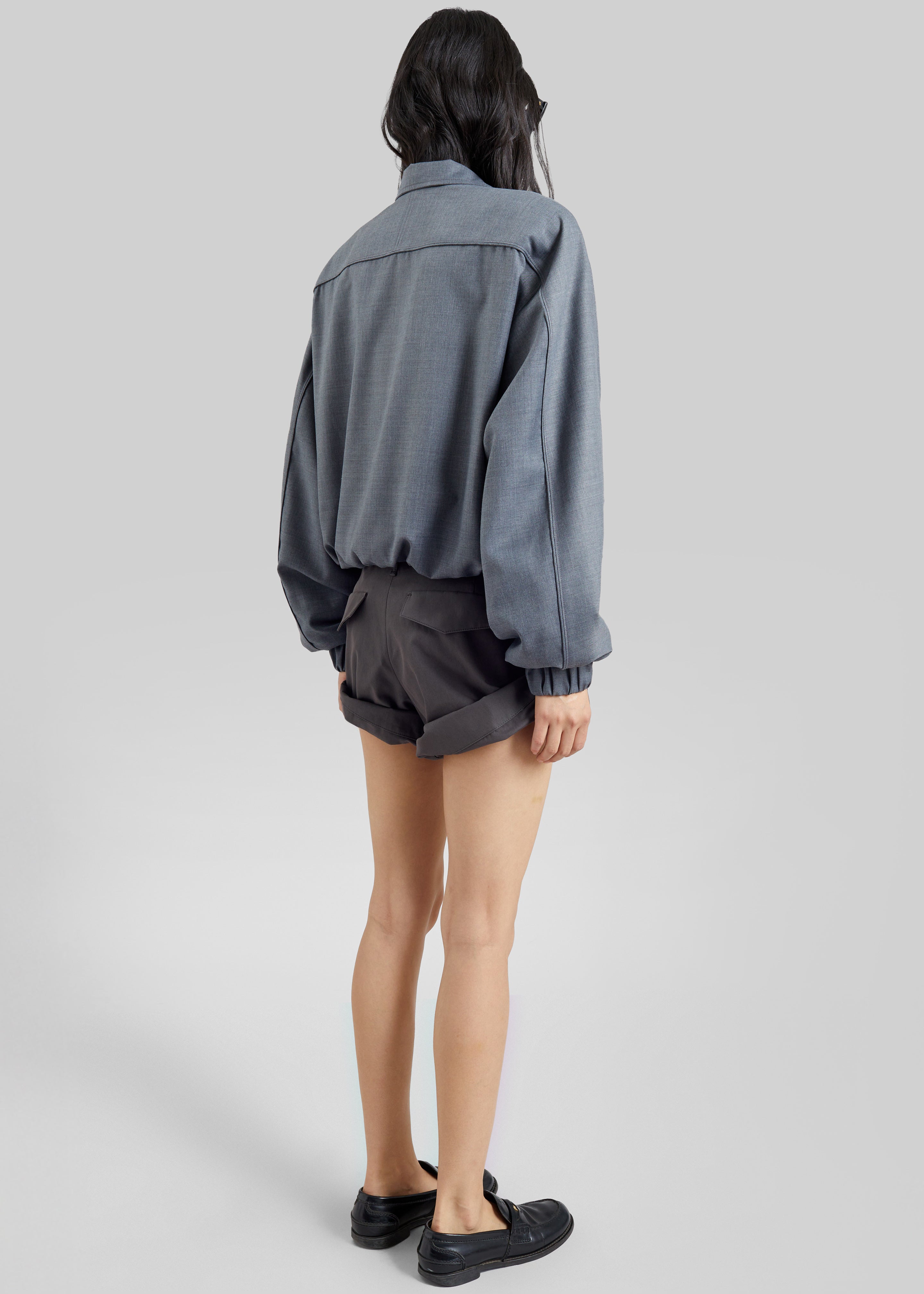 Low Classic Tuck Point Turn-Up Shorts - Charcoal - 7