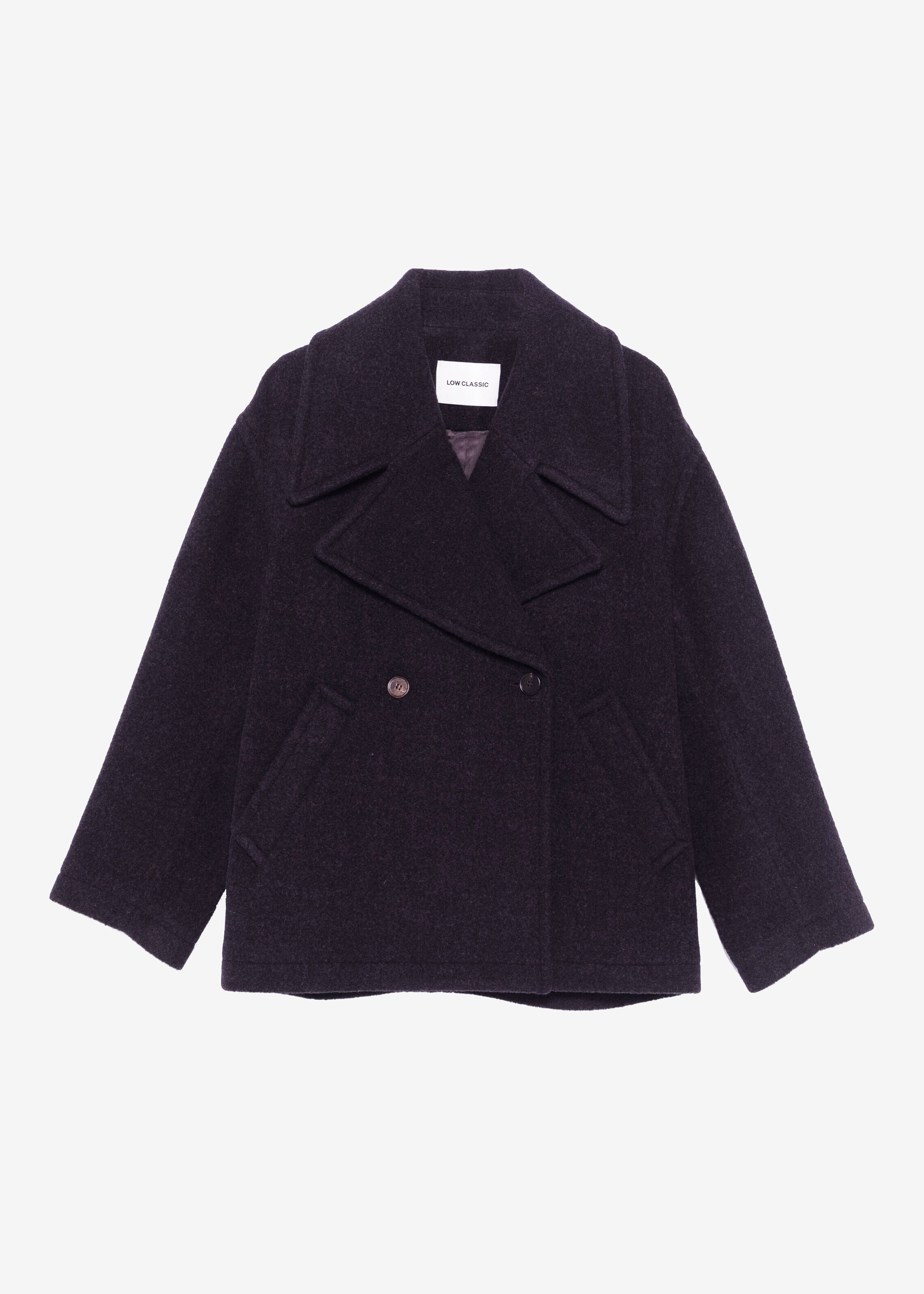 Low Classic Alpaca Wide Collar Half Coat - Purple - 10