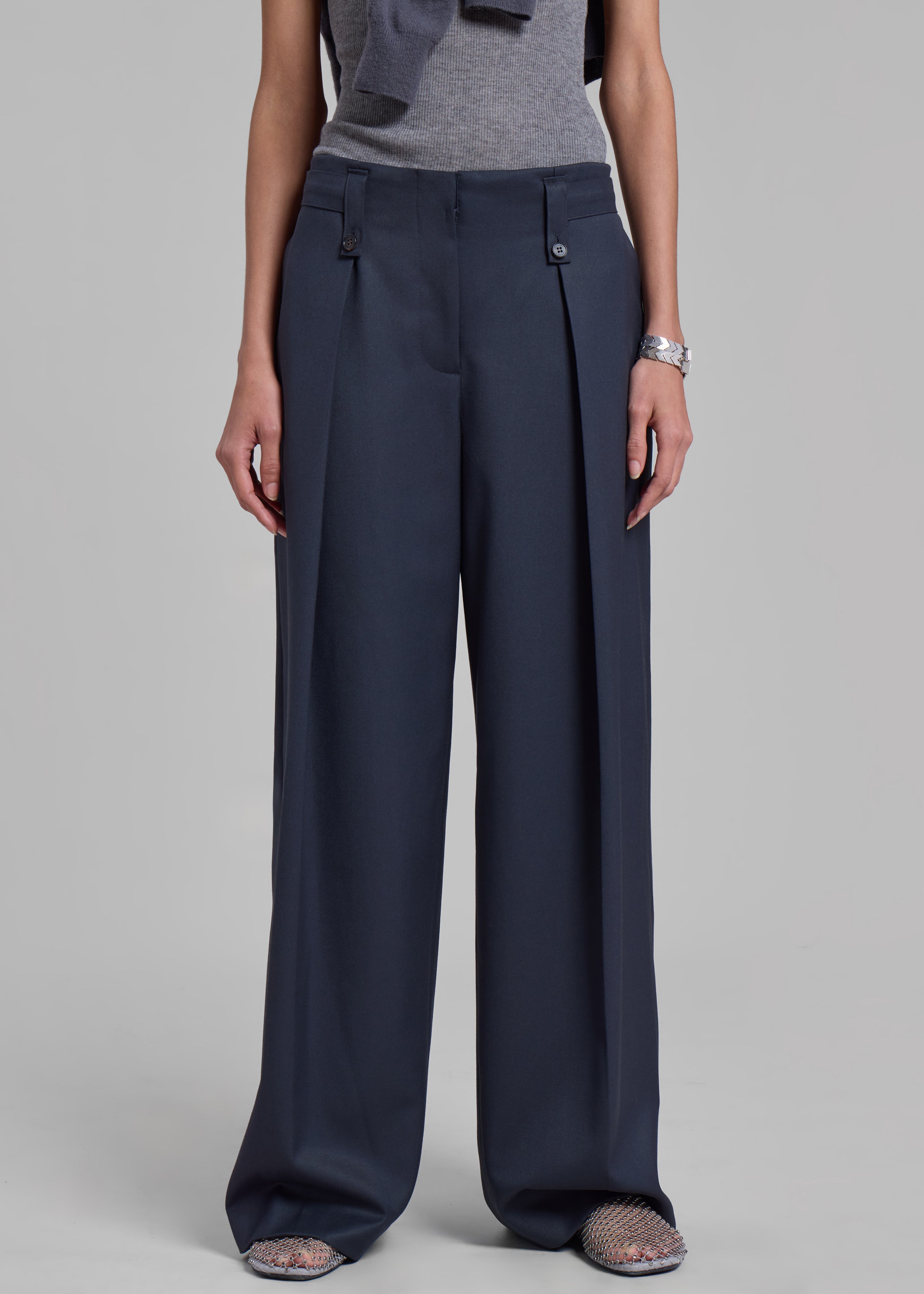 Low Classic Belt Loop Point Trousers - Blue Green - 5