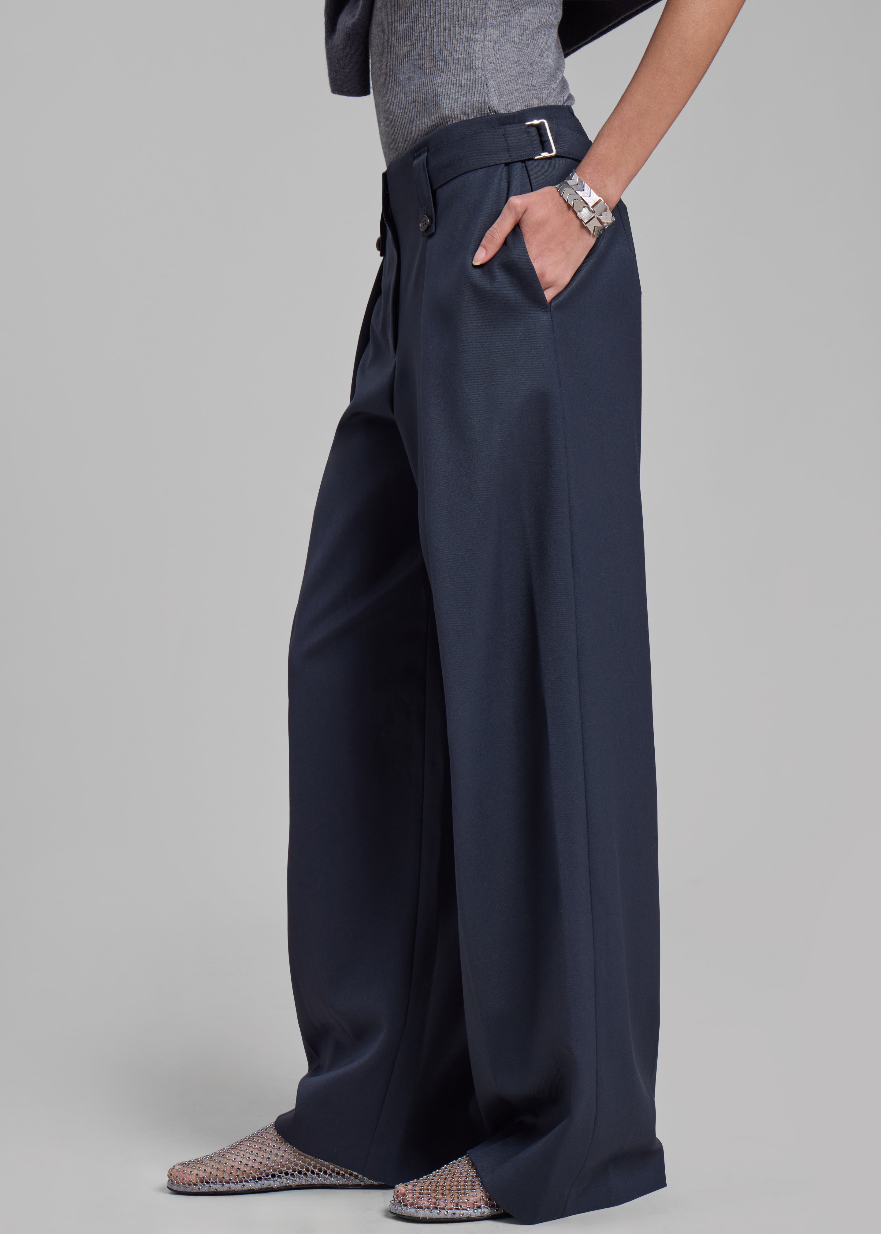 Low Classic Belt Loop Point Trousers - Blue Green - 6