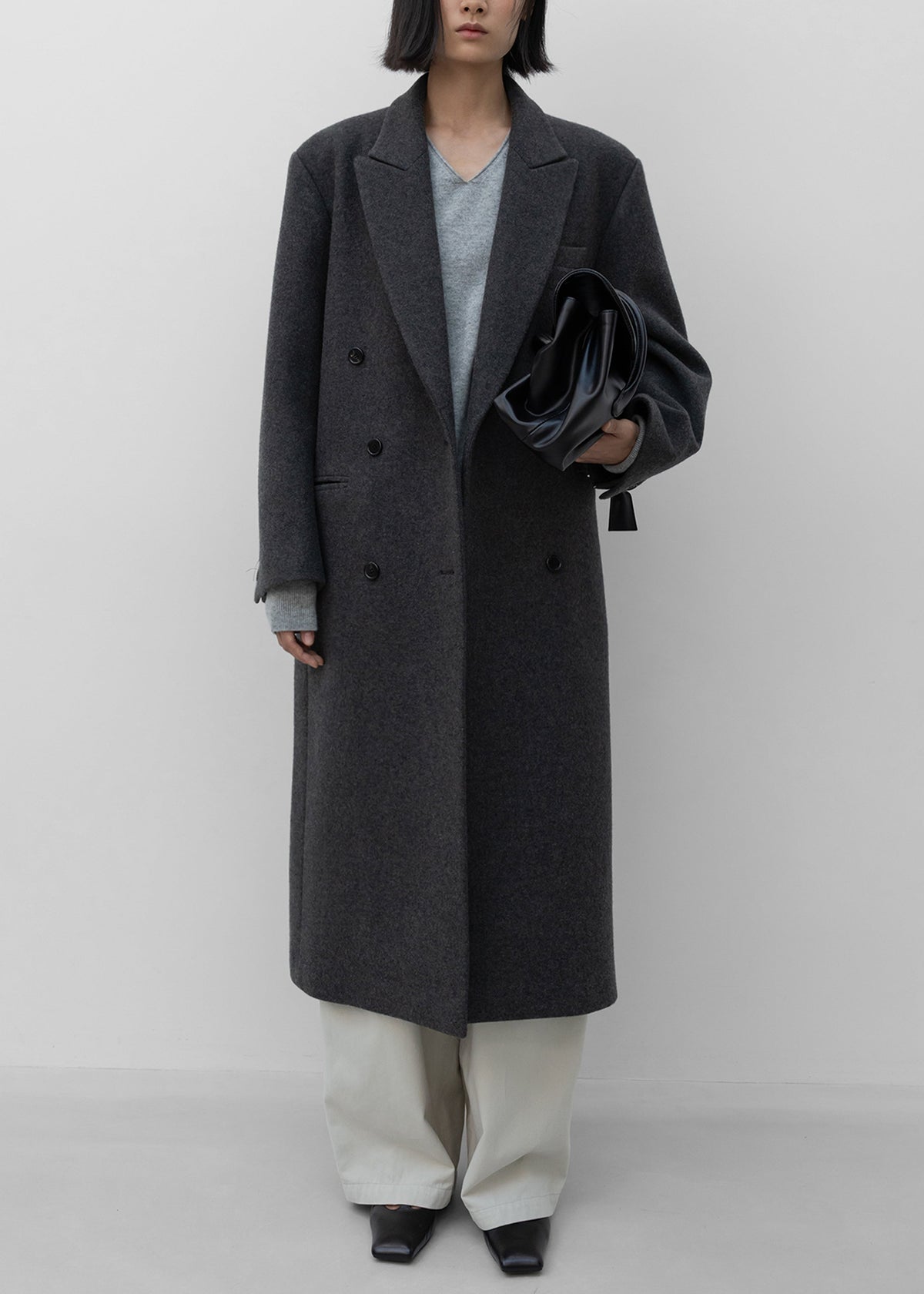 Low Classic Cashmere Blend Double Long Coat - Grey
