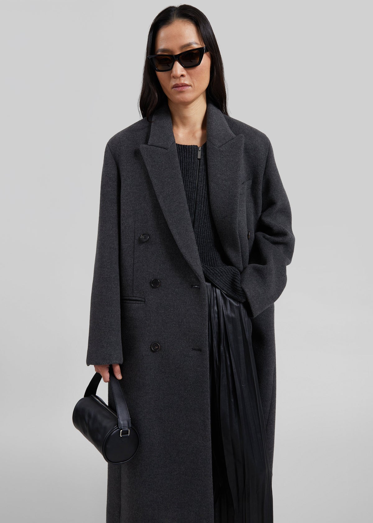 Low Classic Cashmere Blend Double Long Coat - Grey