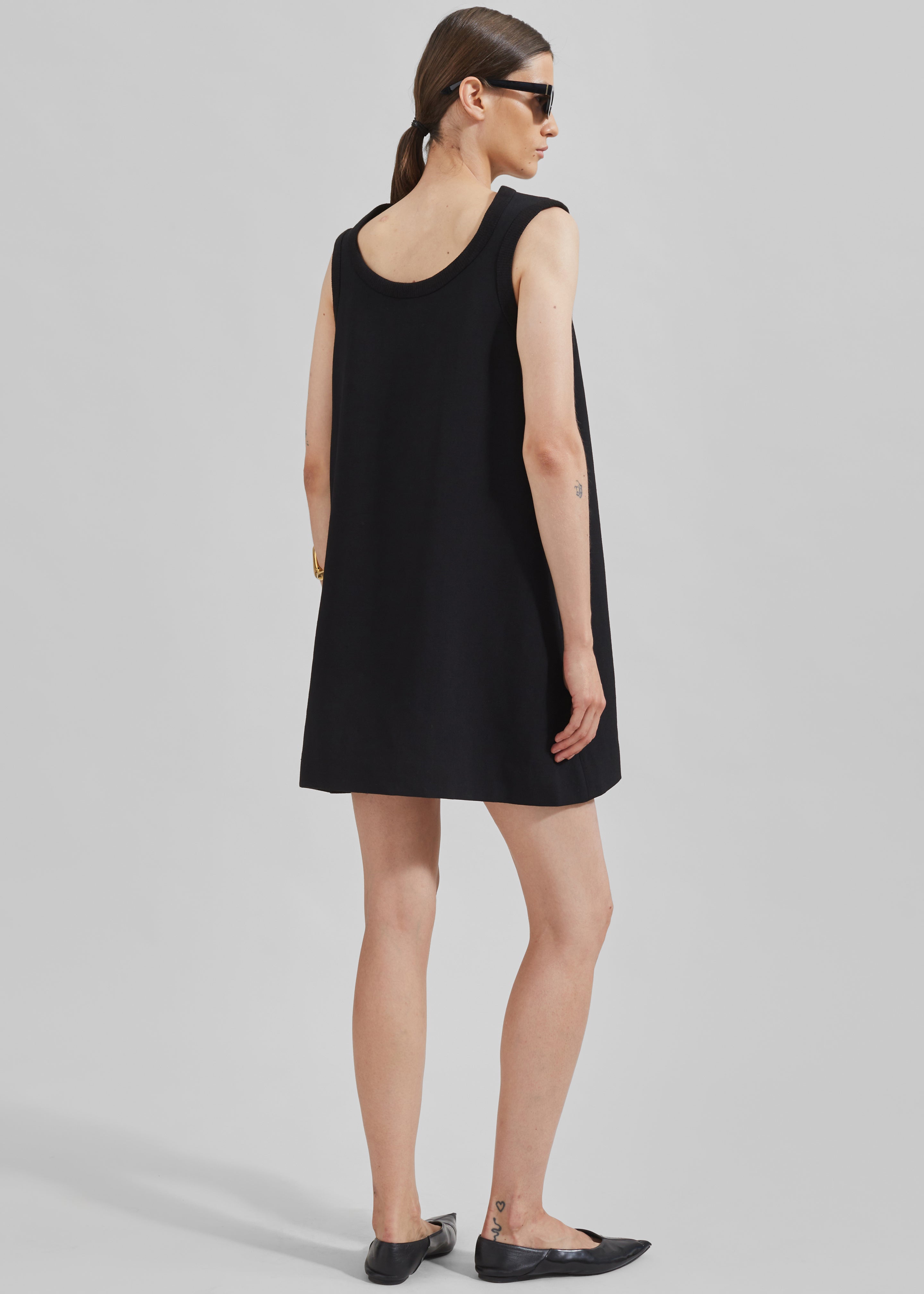 Low Classic Curve Ribbed Wool Mini Dress - Black - 7