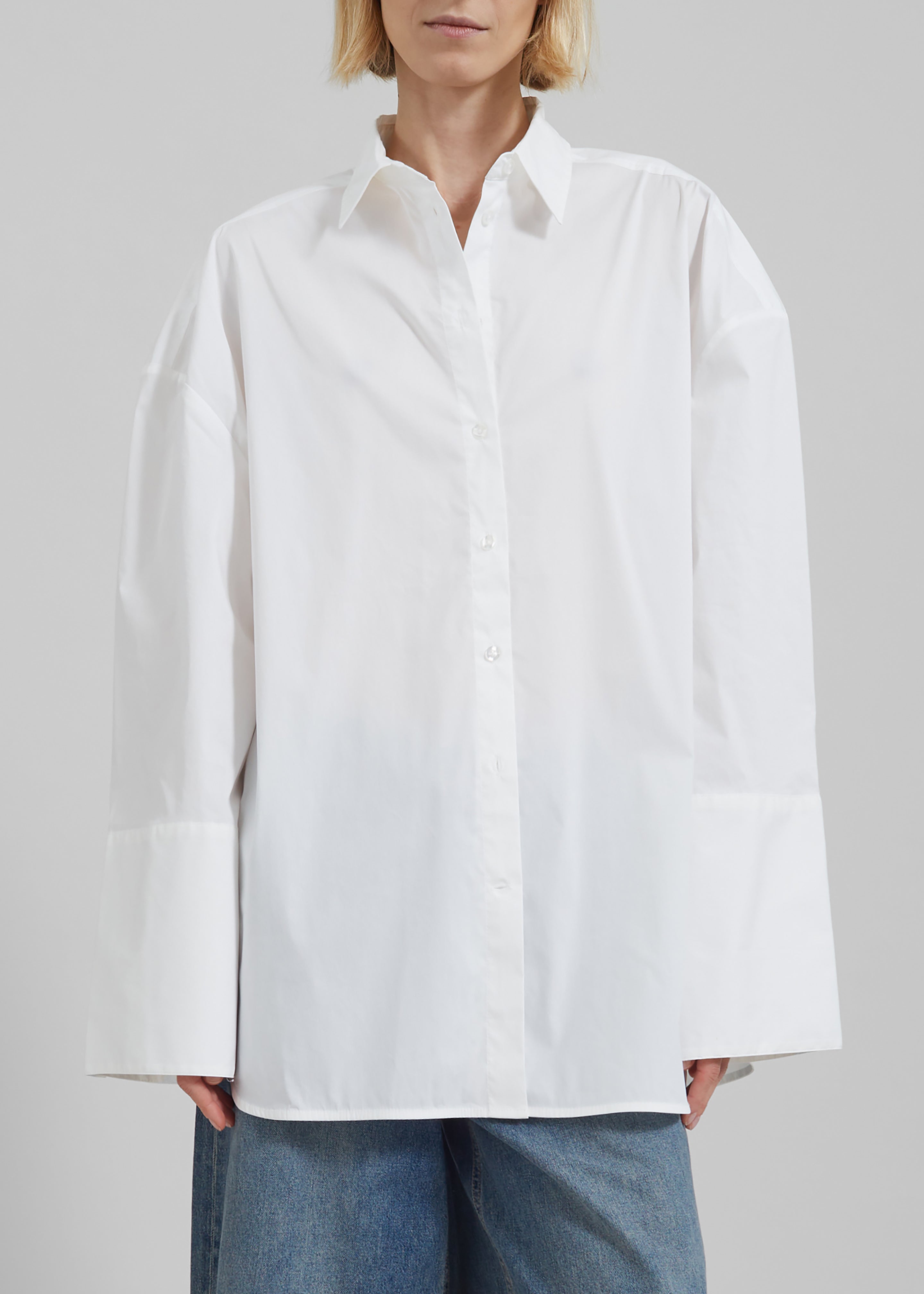 Rotate Oversized Men's Shirt - Bright White - 3