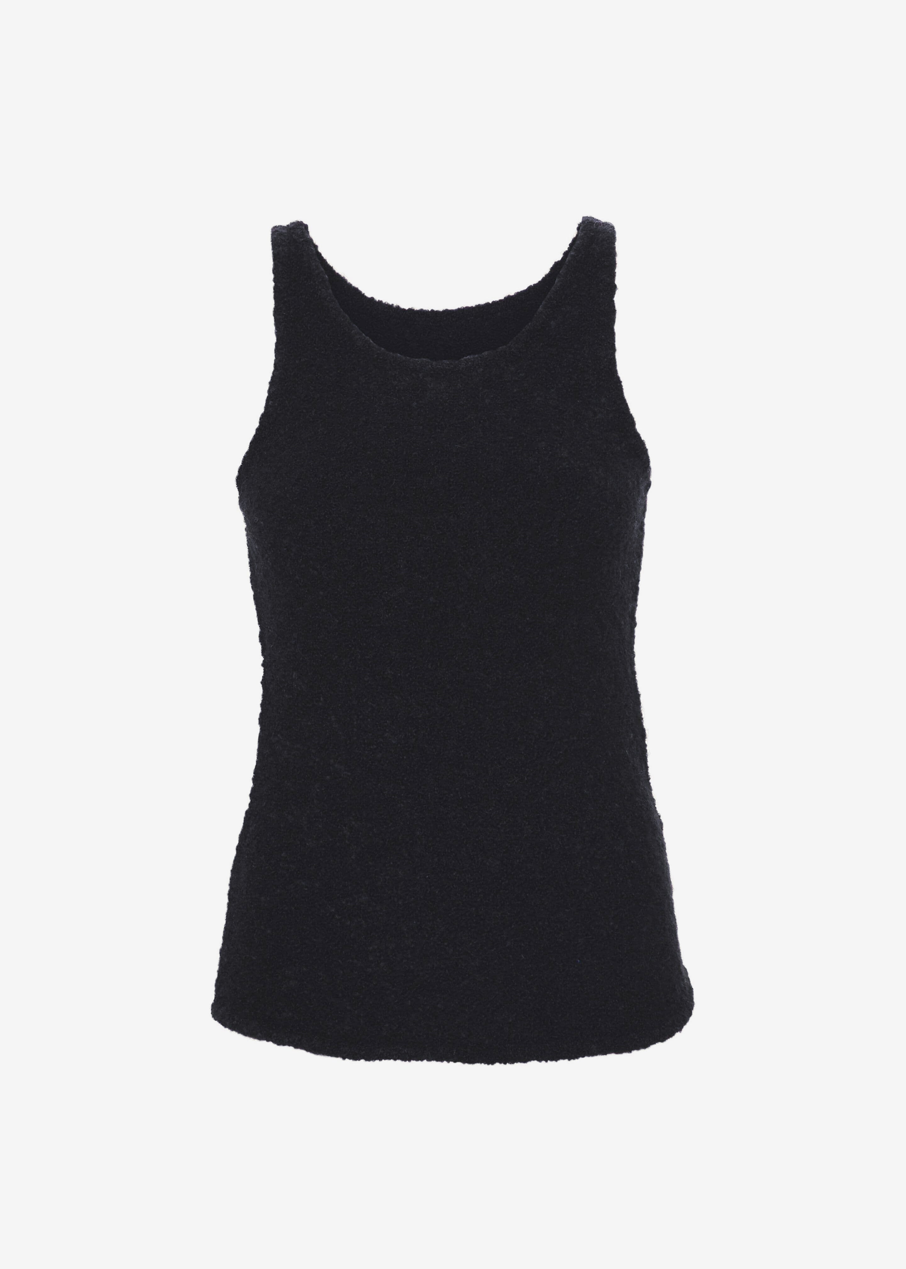 Low Classic Fluffy Sleeveless Knit Top - Black - 7