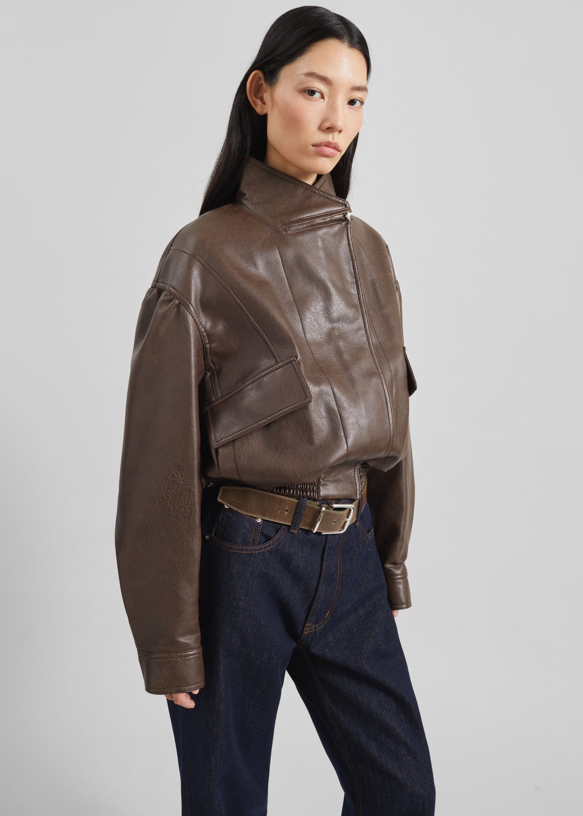 Low Classic Leather Short Jacket - Brown - 5