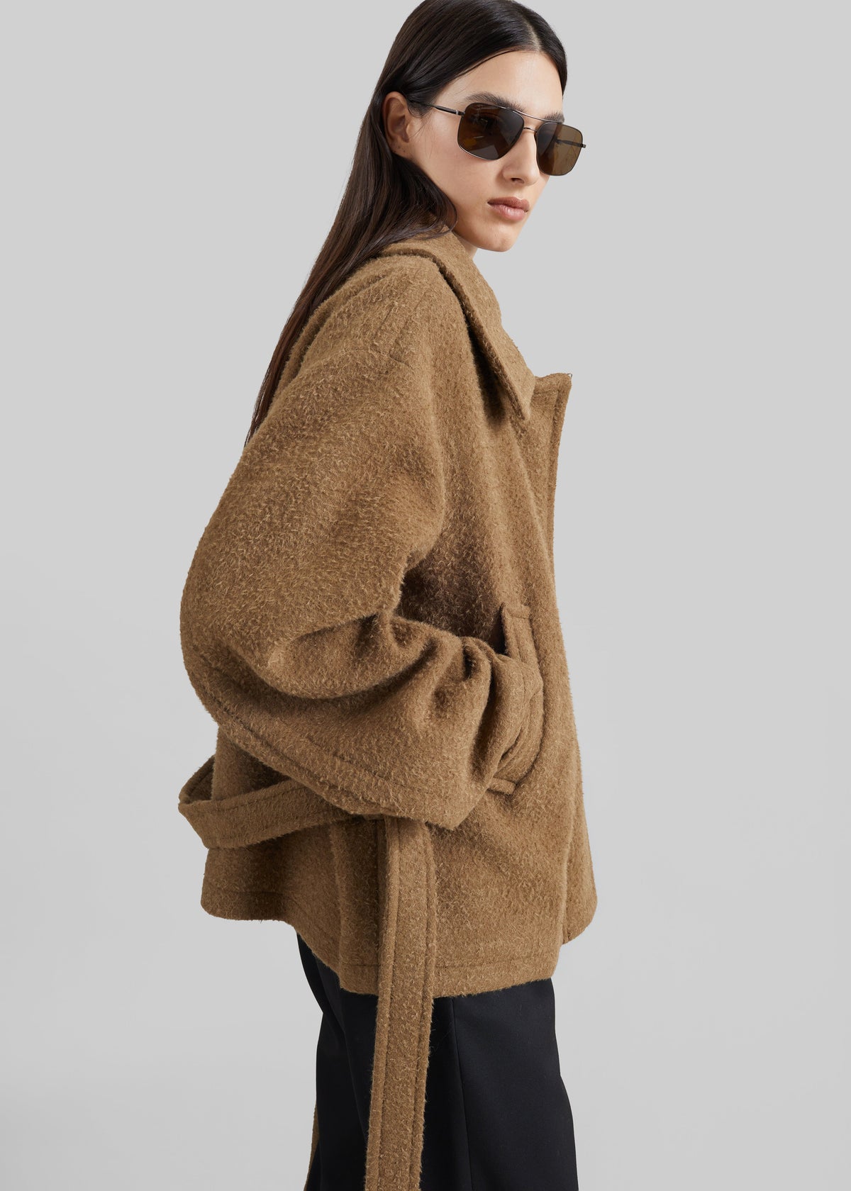 Low Classic Low Waist Belted Coat - Khaki Brown