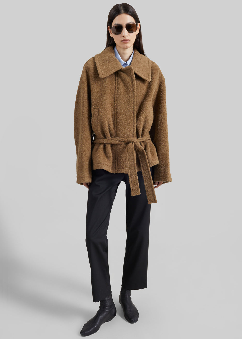 Low Classic manteau ceinturé à taille basse - Marron kaki
