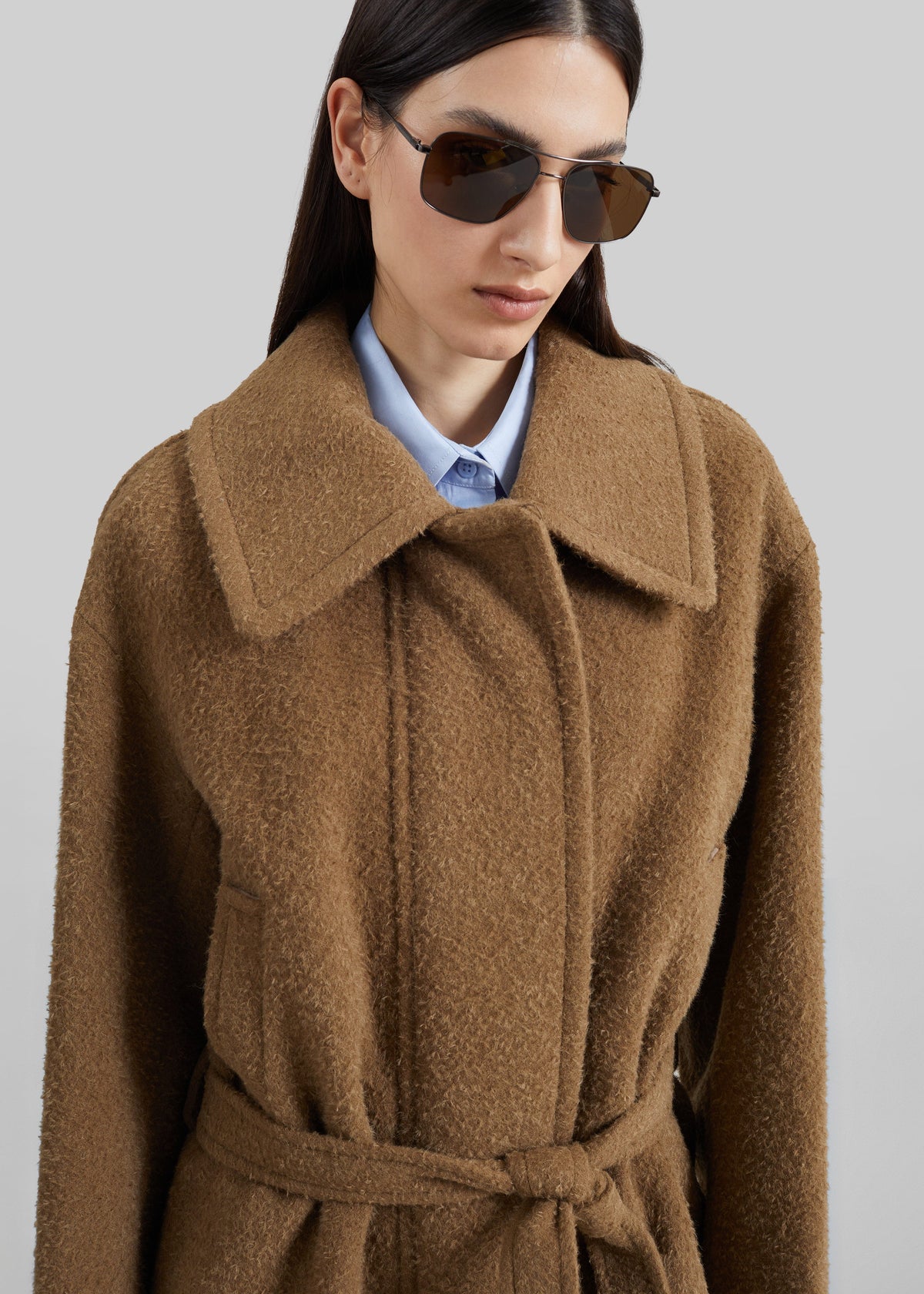 Low Classic Low Waist Belted Coat - Khaki Brown
