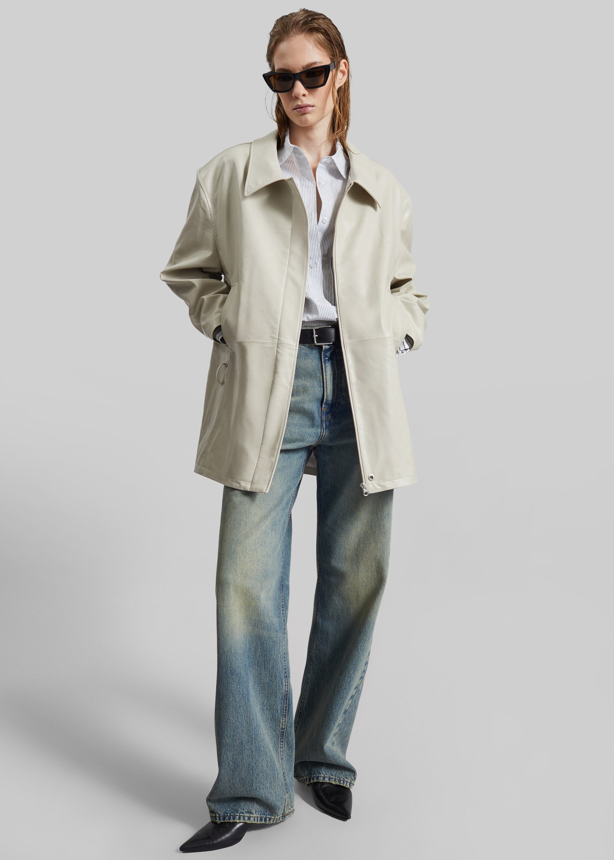 Shop the look image for Low Classic Low Waist Artificial Leather Jacket - Beige