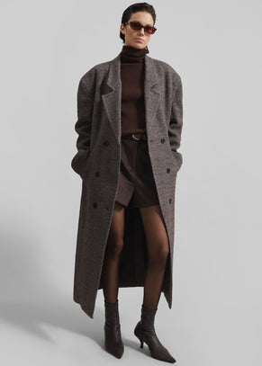 Low Classic Melange Wool Oversized Coat - Grey