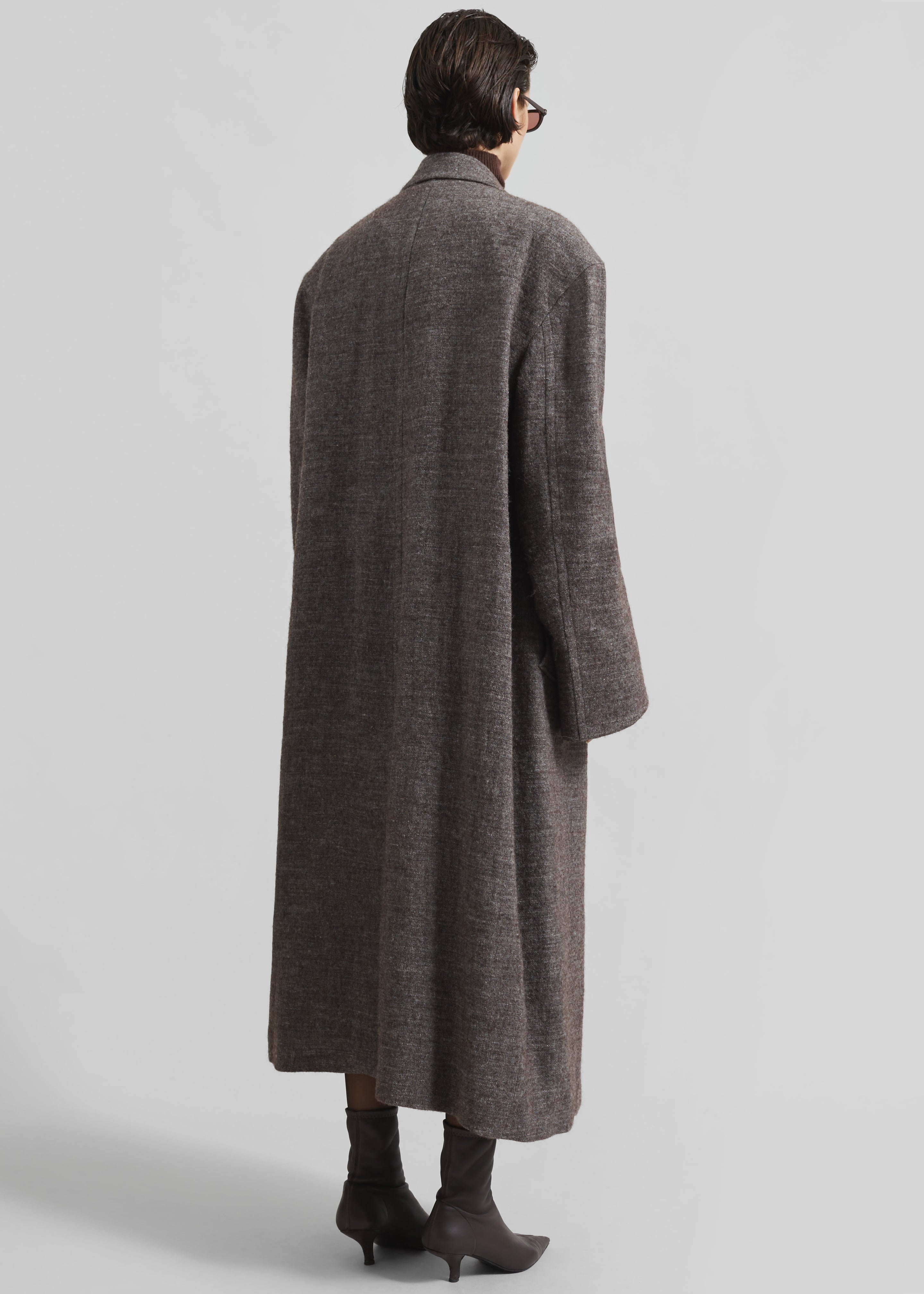 Low Classic Melange Wool Oversized Coat - Grey - 7