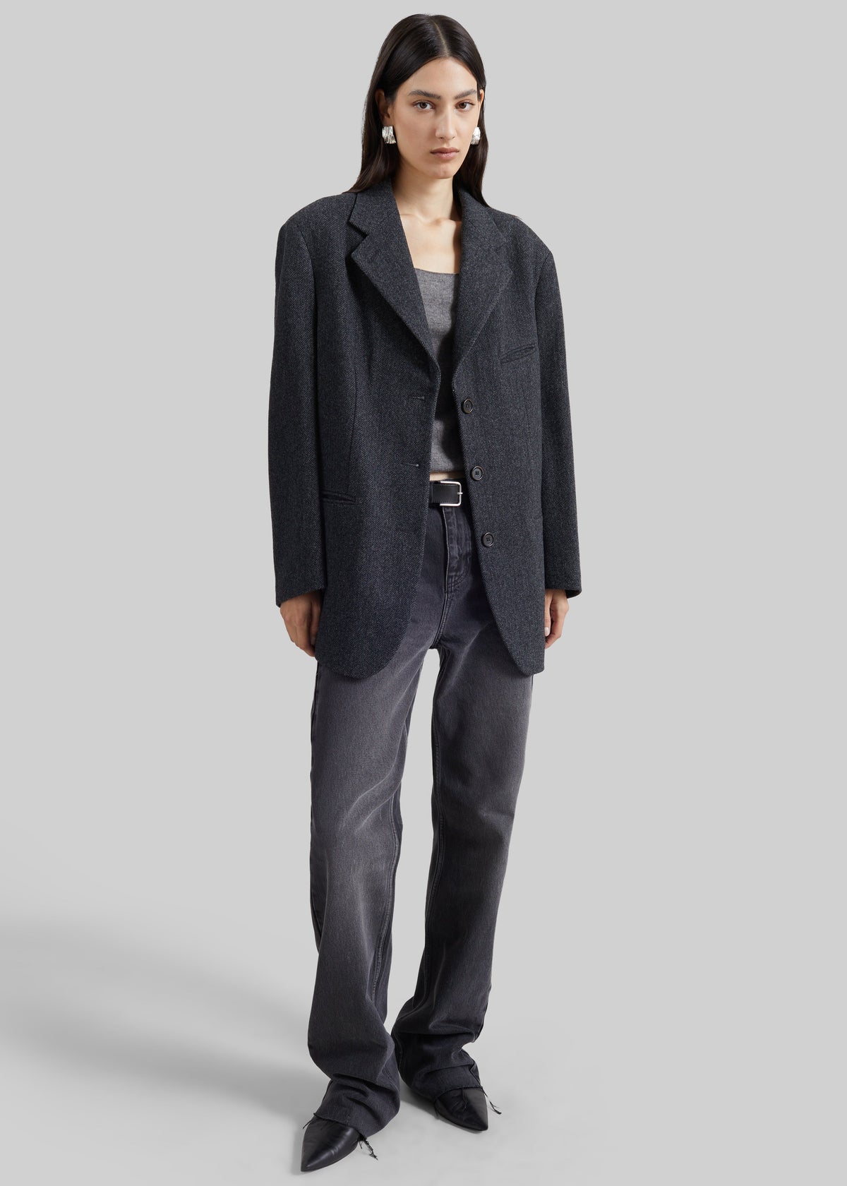 Shop the look image for Low Classic Oversized Wool Tailored Jacket - Grey