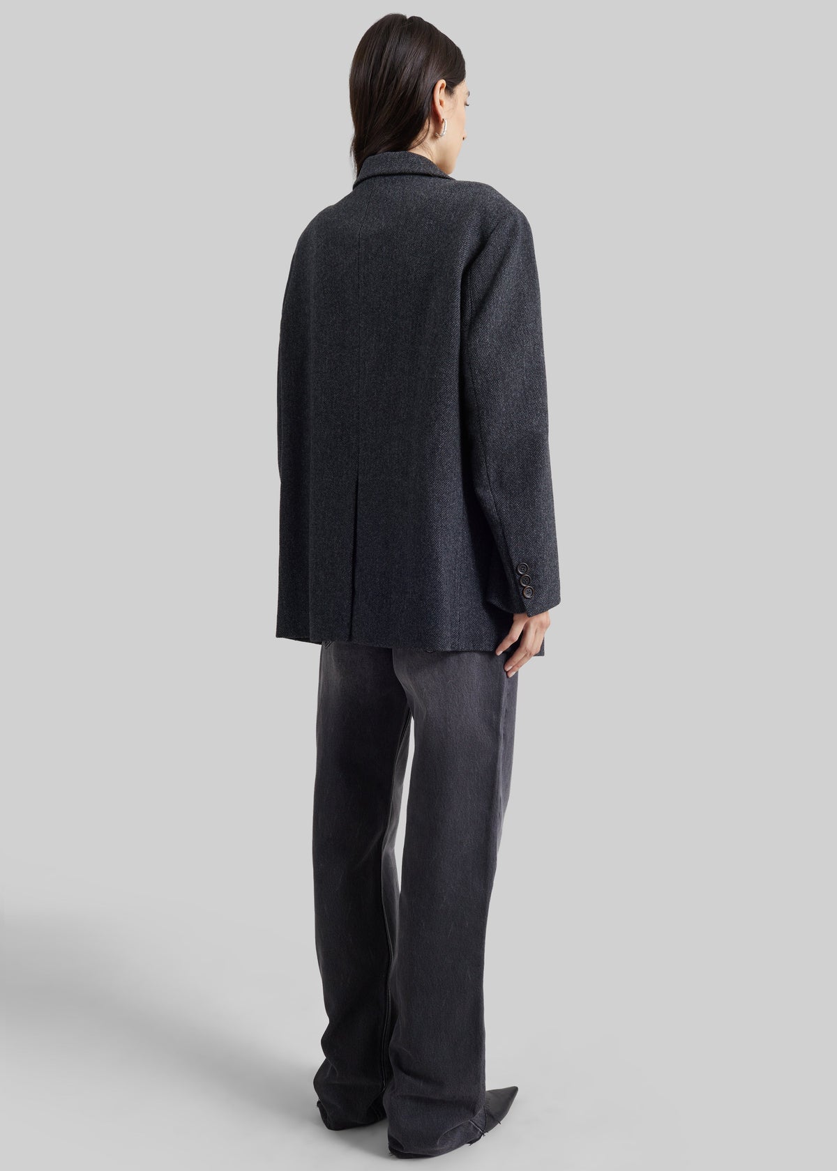 Low Classic Oversized Wool Tailored Jacket - Grey