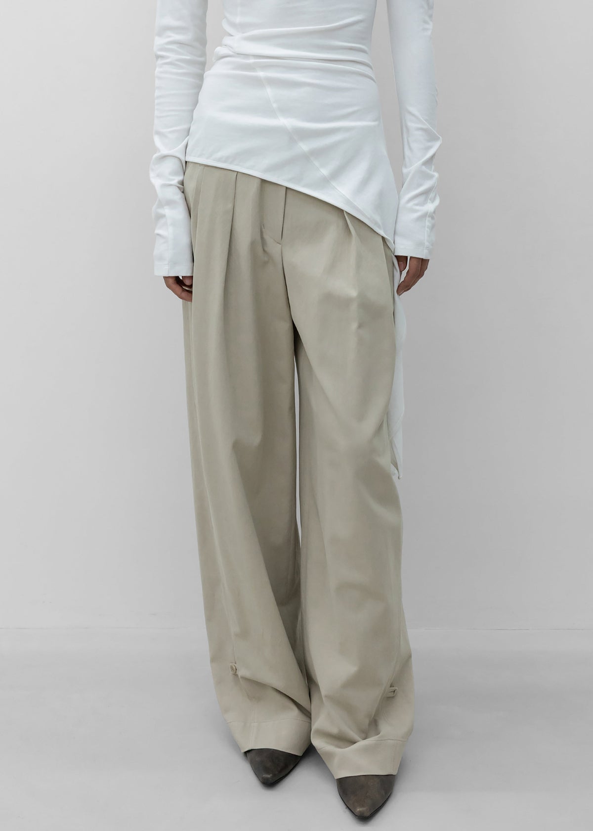 Low Classic pantaloni ampi con doppie pieghe - Beige