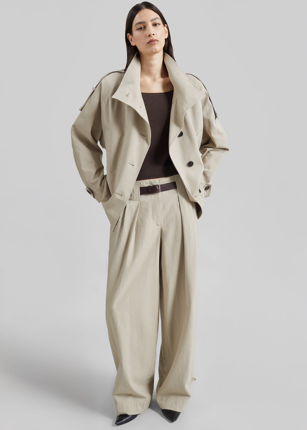 Low Classic pantaloni ampi con doppie pieghe - Beige