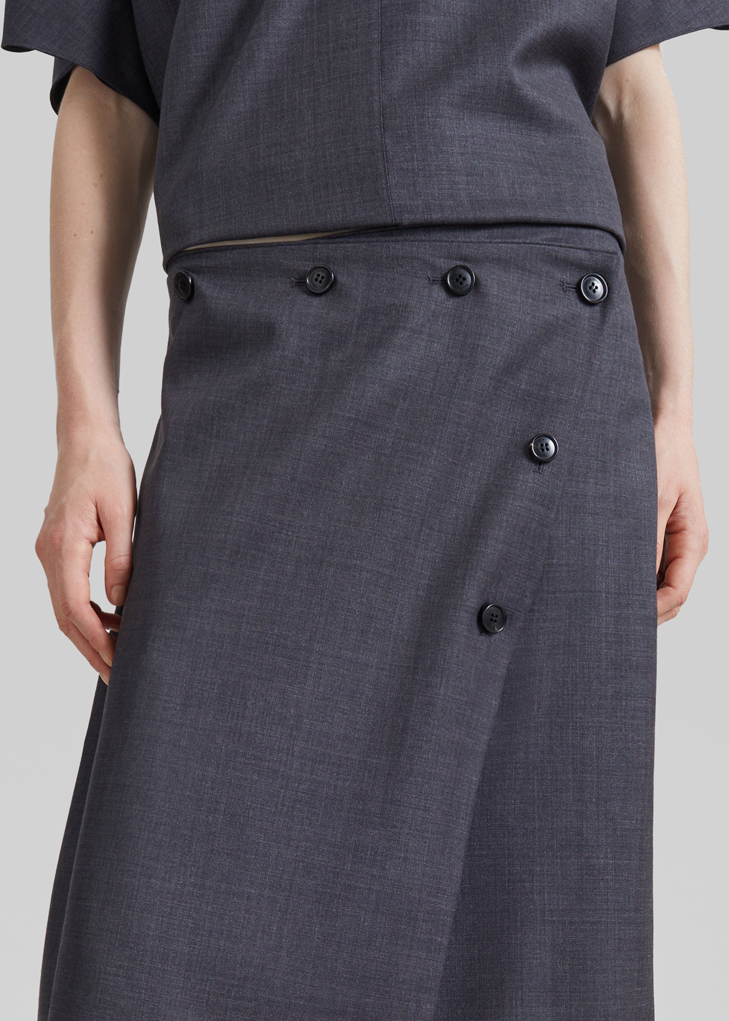 Lowell Asymmetric Midi Skirt - Grey Melange