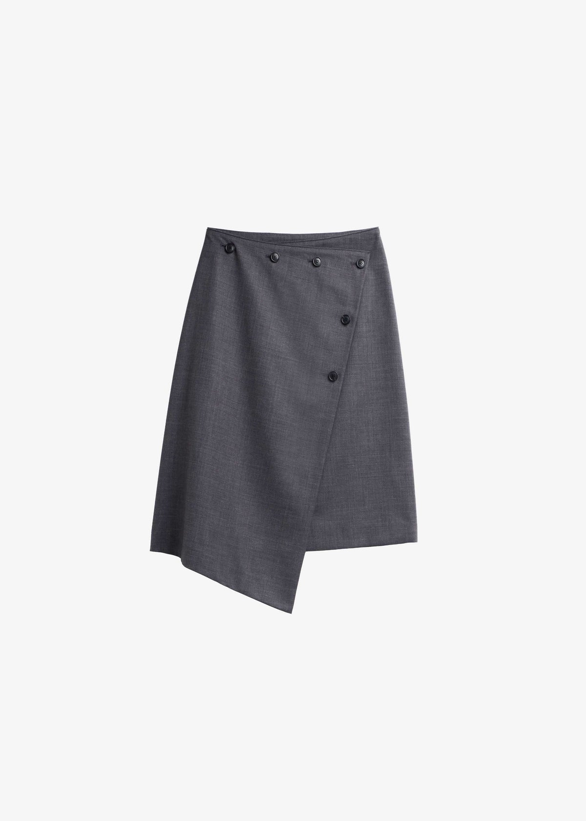 Lowell Asymmetric Midi Skirt - Grey Melange