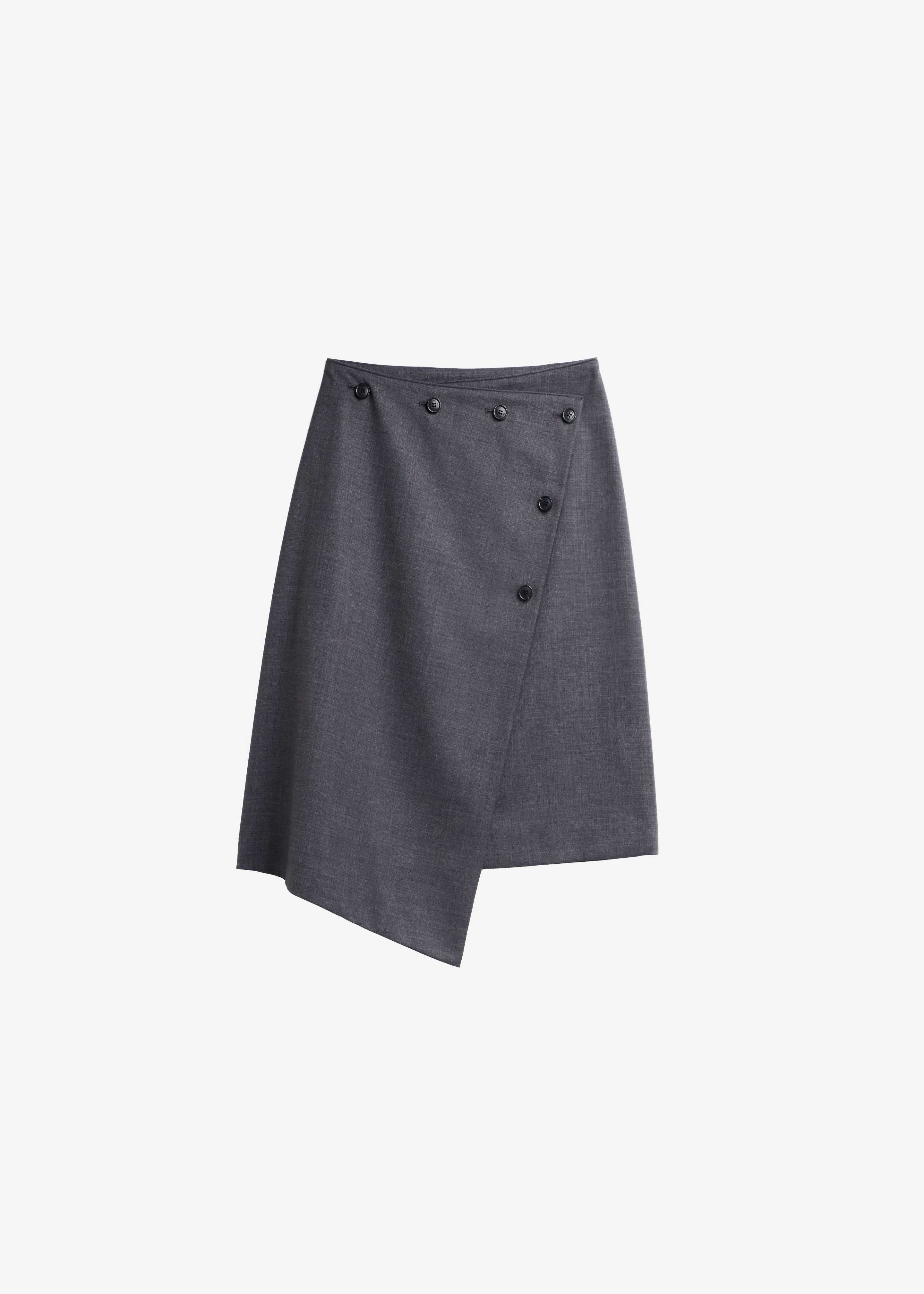 Lowell Asymmetric Midi Skirt - Grey Melange