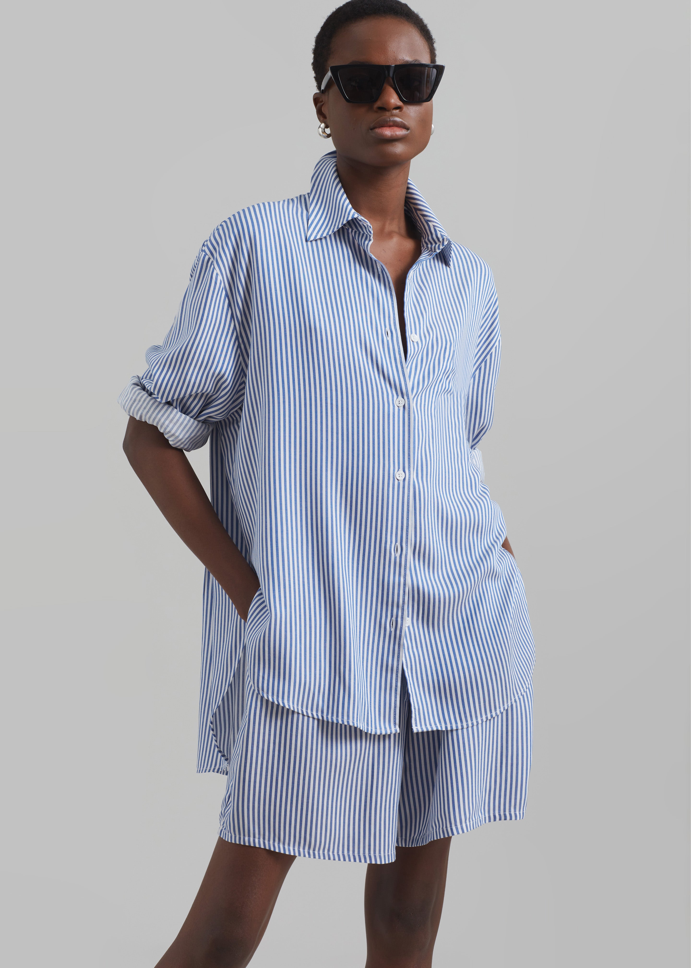 Lui Fluid Shirt - White/Blue Stripe - 9